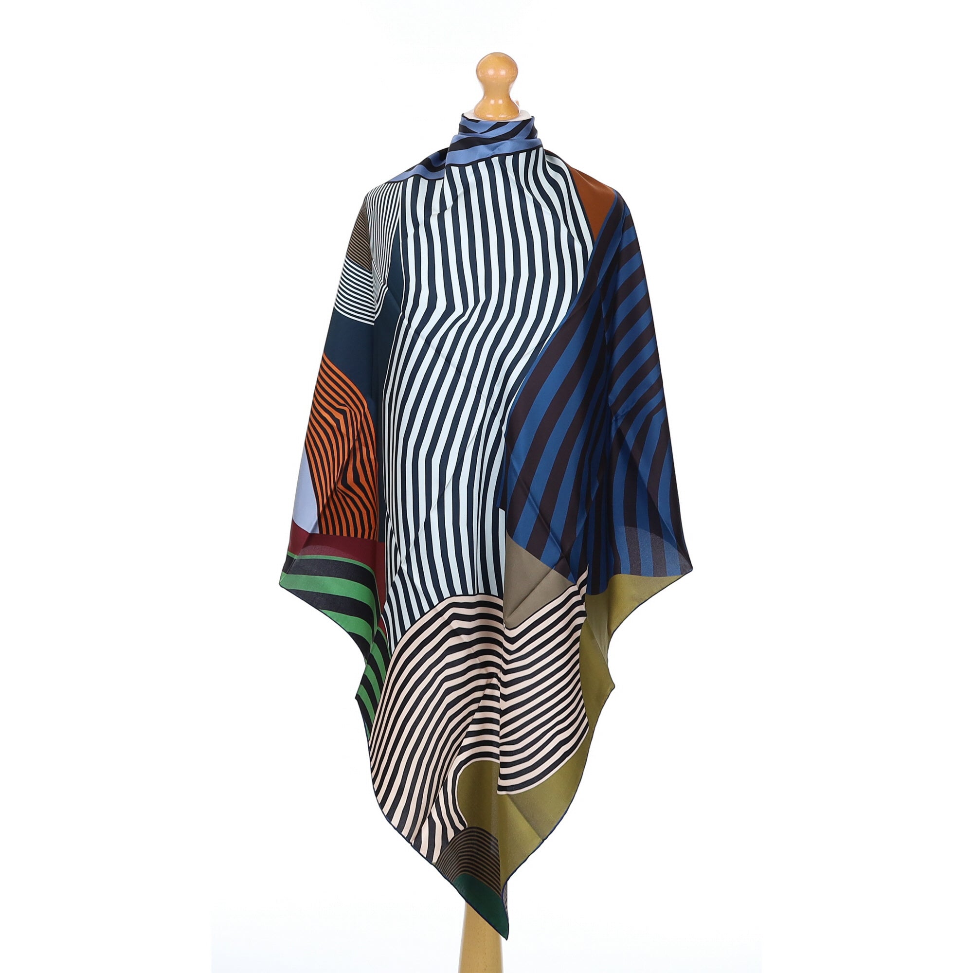 Brand New Italian Blue Swirl Design Silk Scarf