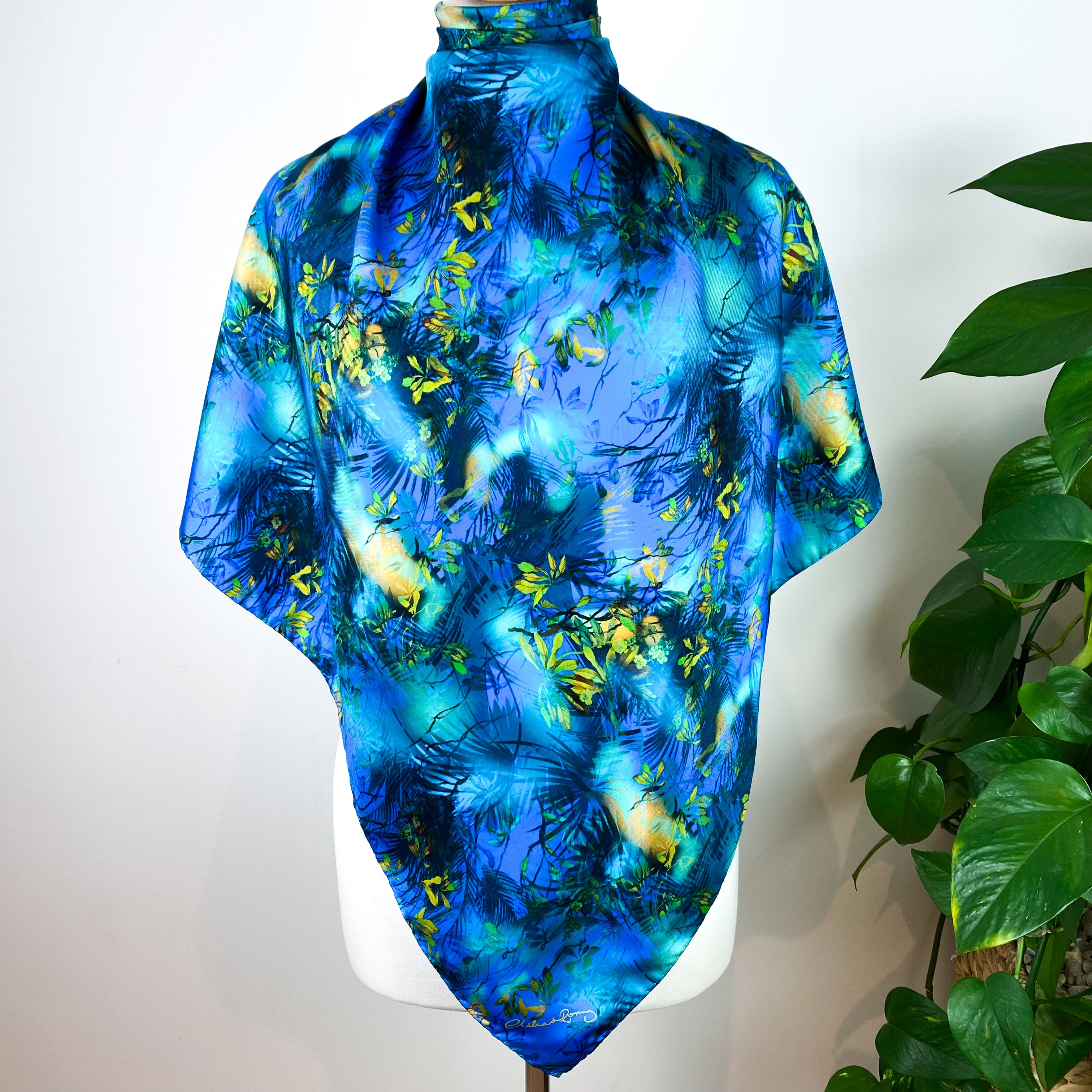 Clelia and Romy Leaf Design Silk Scarf