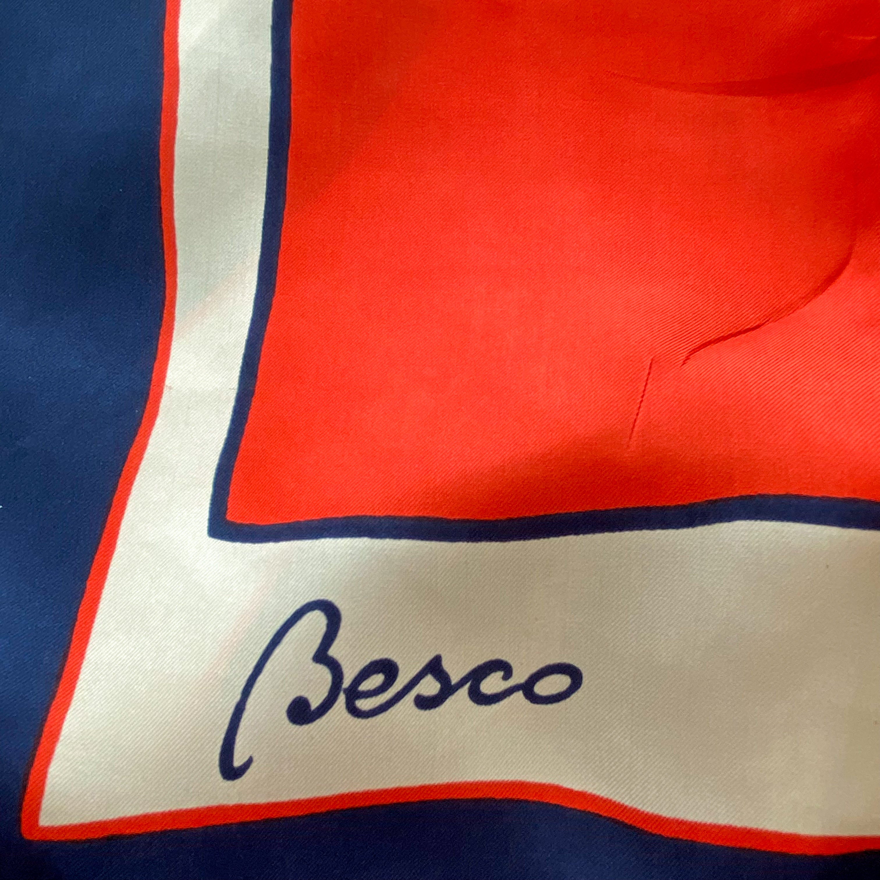 Besco Red White & Blue Vintage Silk Scarf