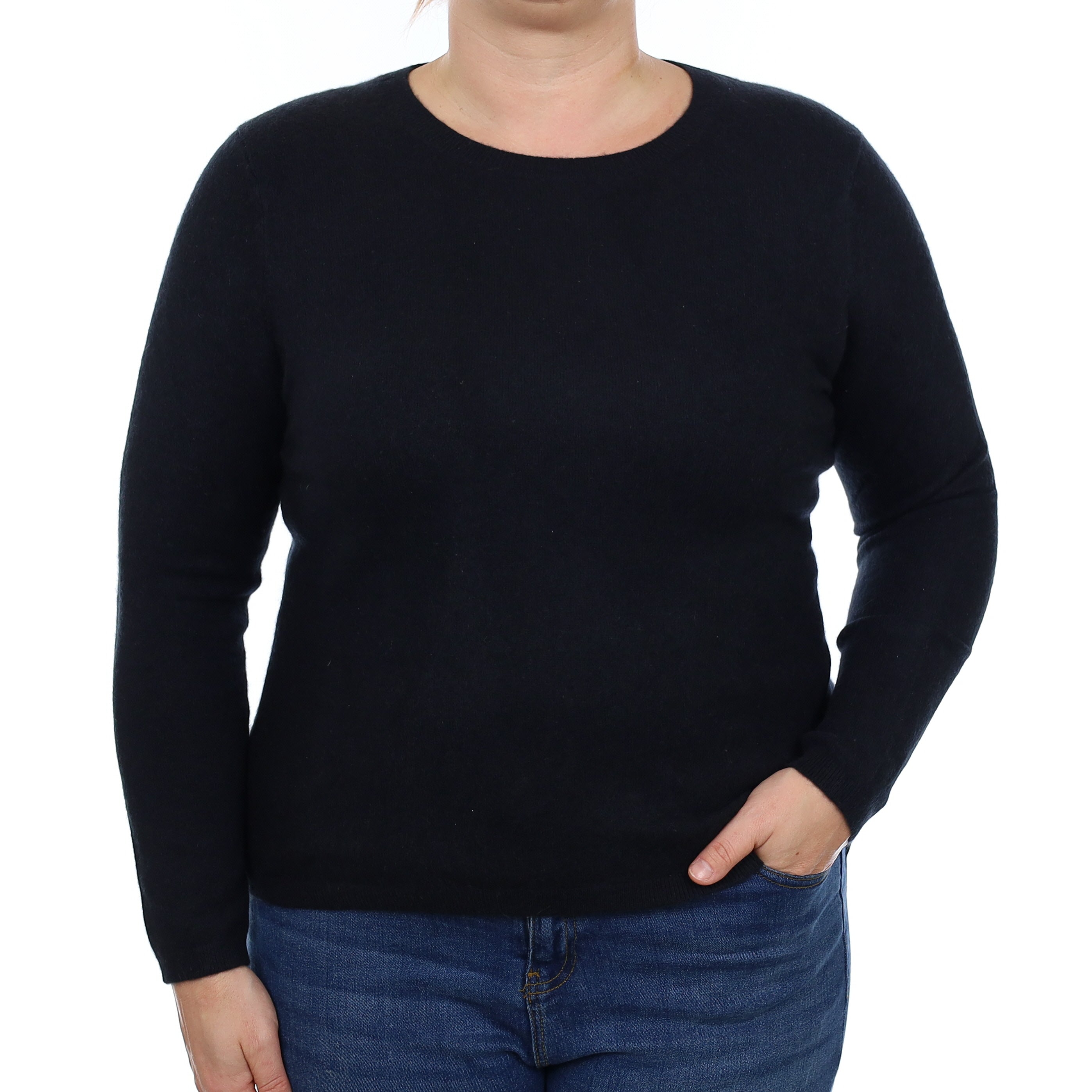 Black Cashmere Crew Neck Jumper Large