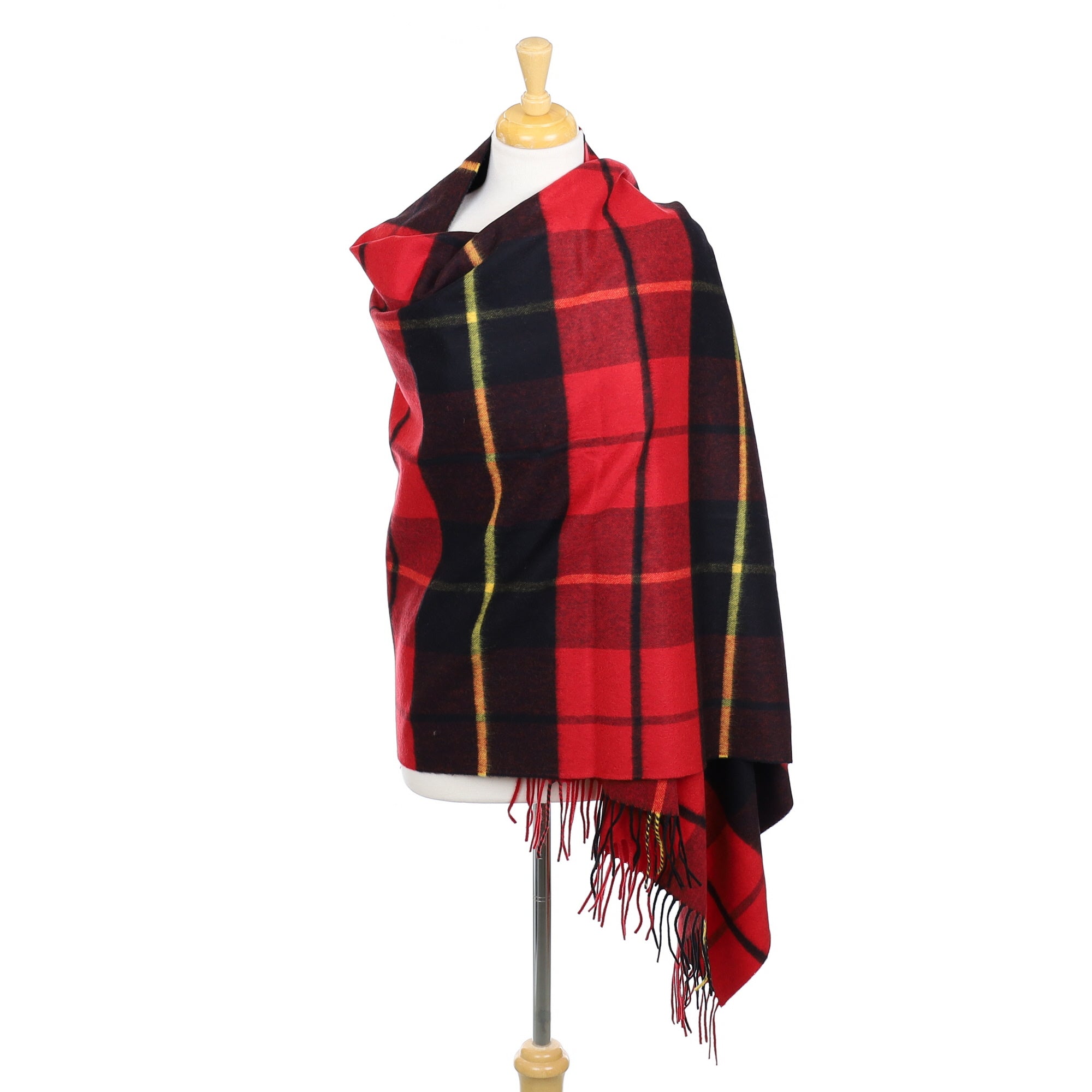 Brand New Scottish Red Black and Yellow Tartan Luxury Cashmere Stole