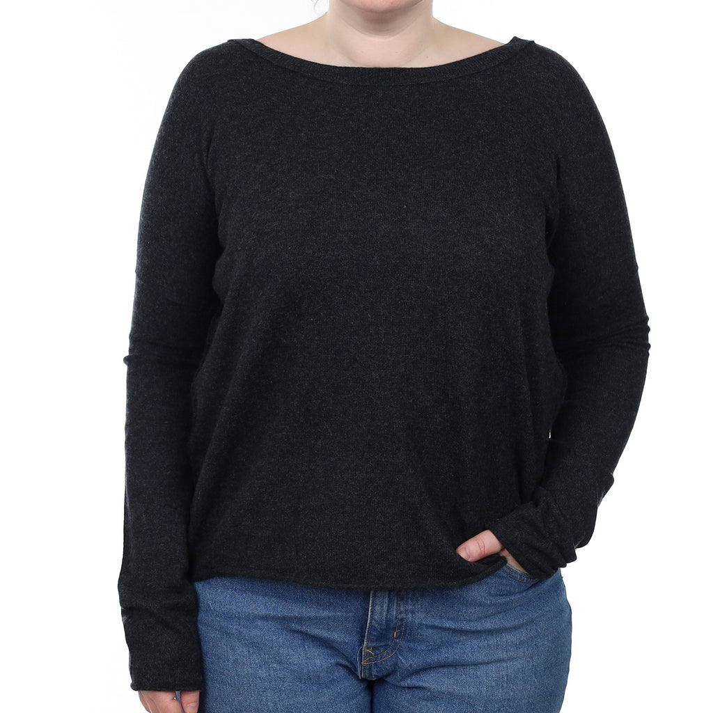 Vince Charcoal Grey Cashmere Lightweight Boat Neck Jumper Large