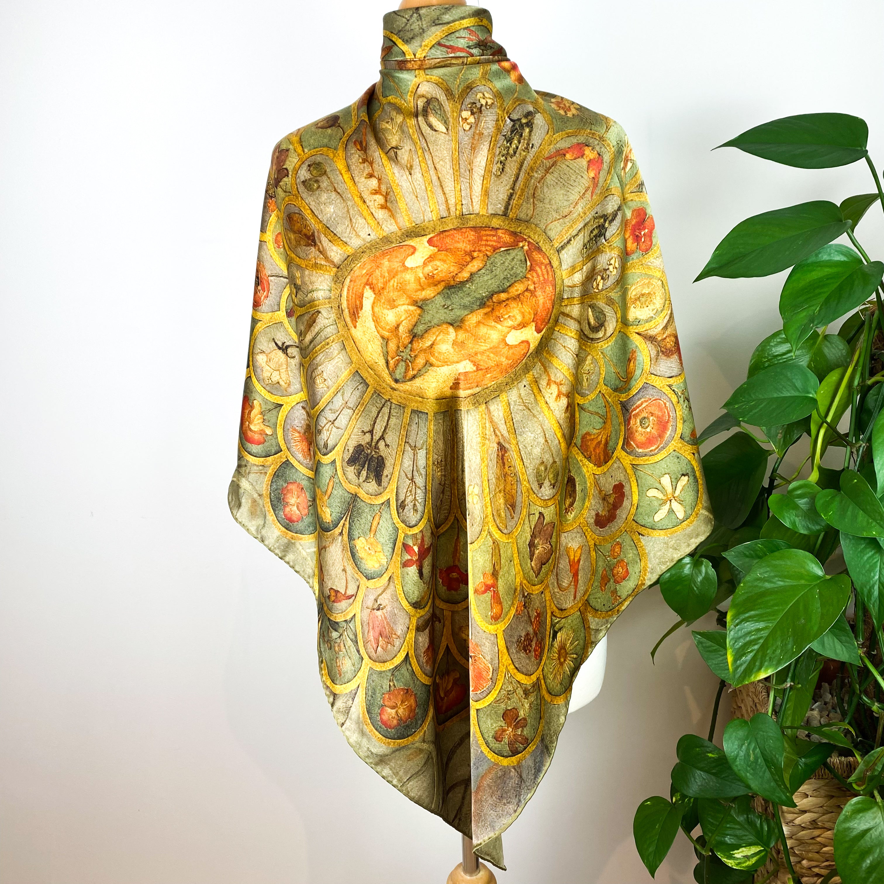 Beckford Birds and Flowers Silk Scarf