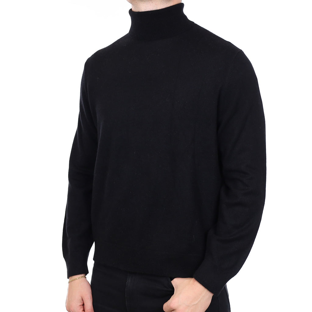 Men’s Theory Black Cashmere Polo Neck Jumper XXL