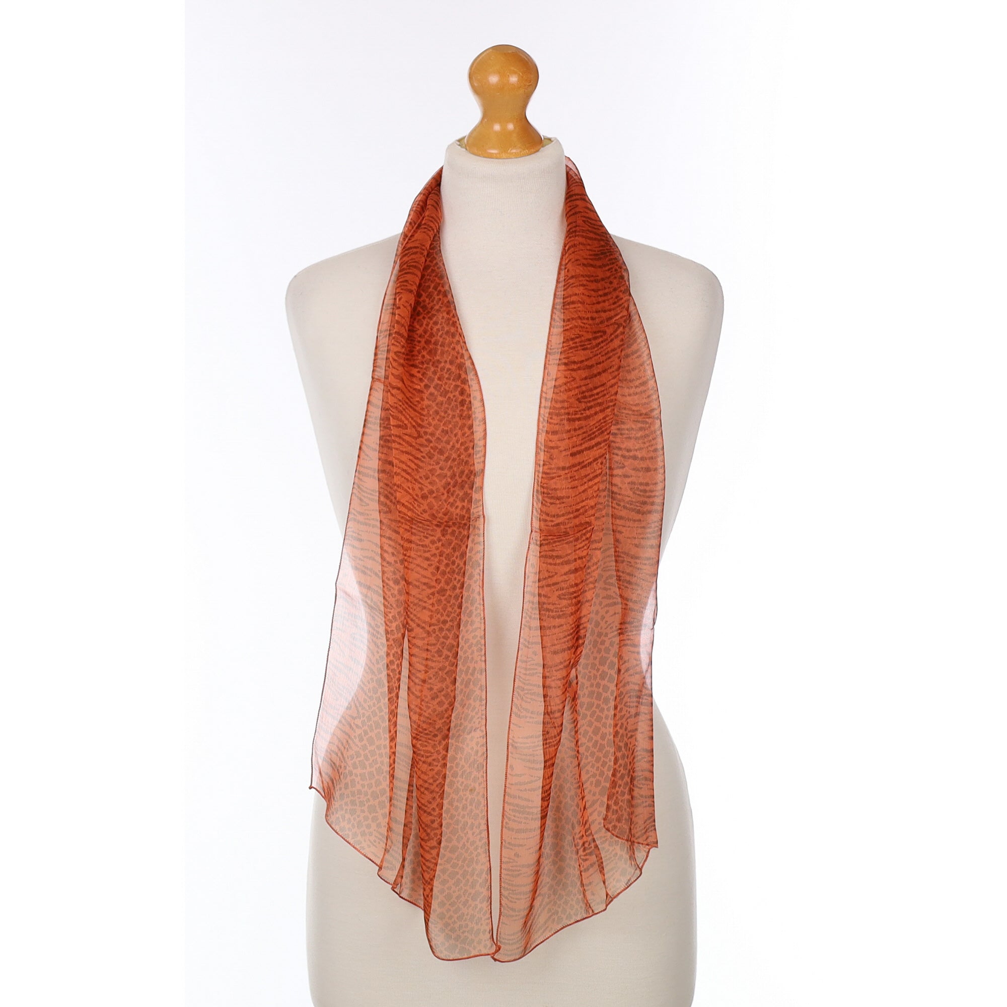 Rust Animal Print Silk Scarf