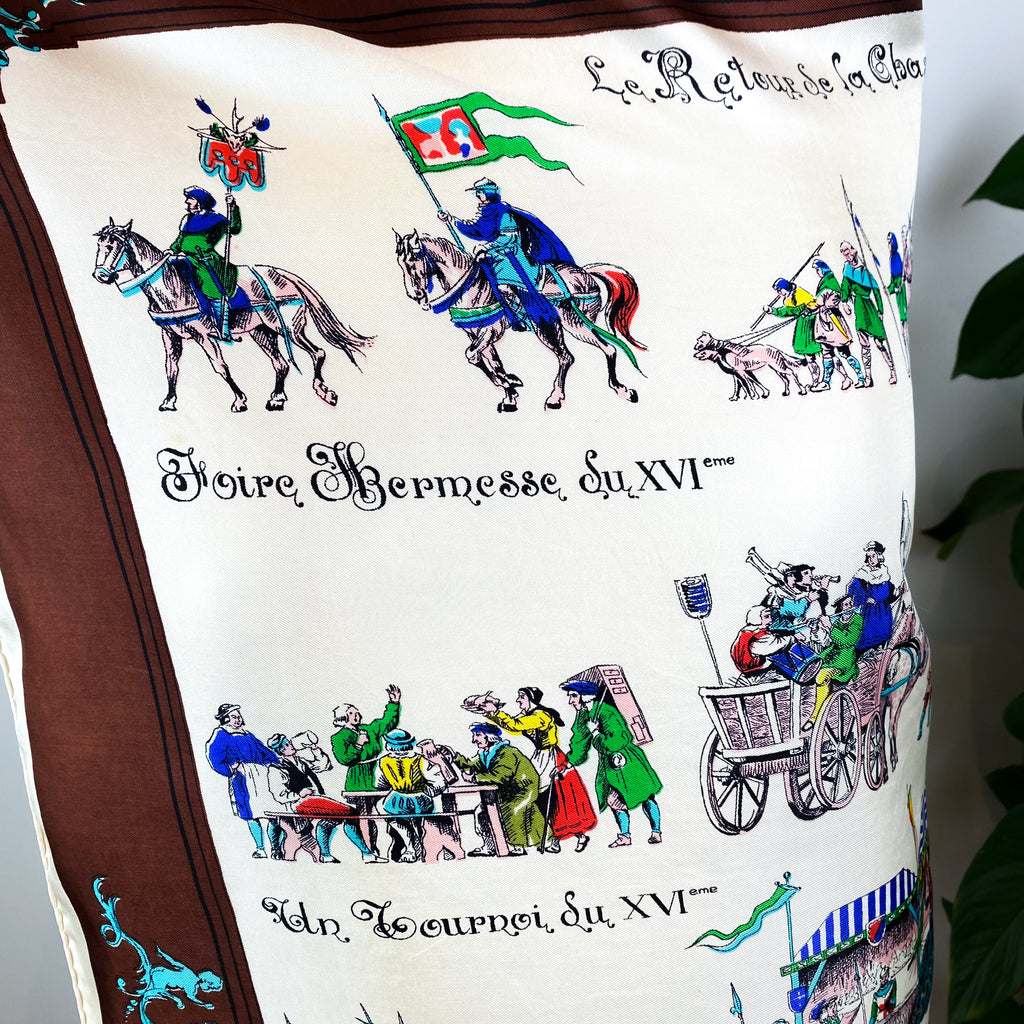 Charming 1970s French Vintage Silk Scarf