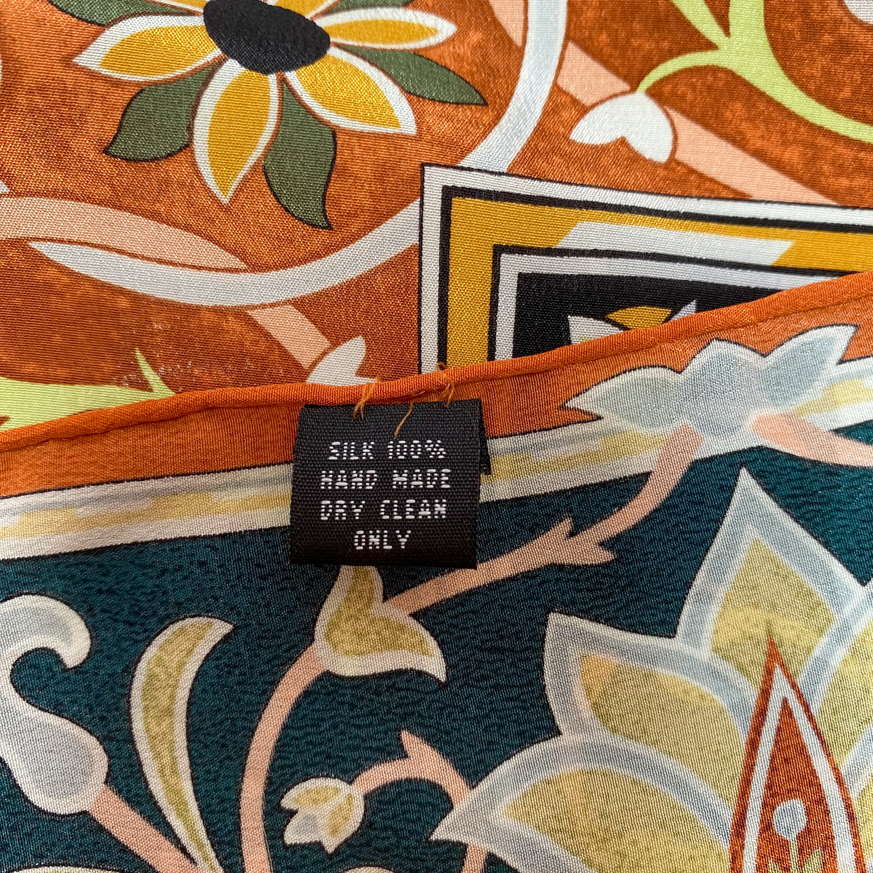 Floral Autumnal Coloured Vintage Silk Scarf