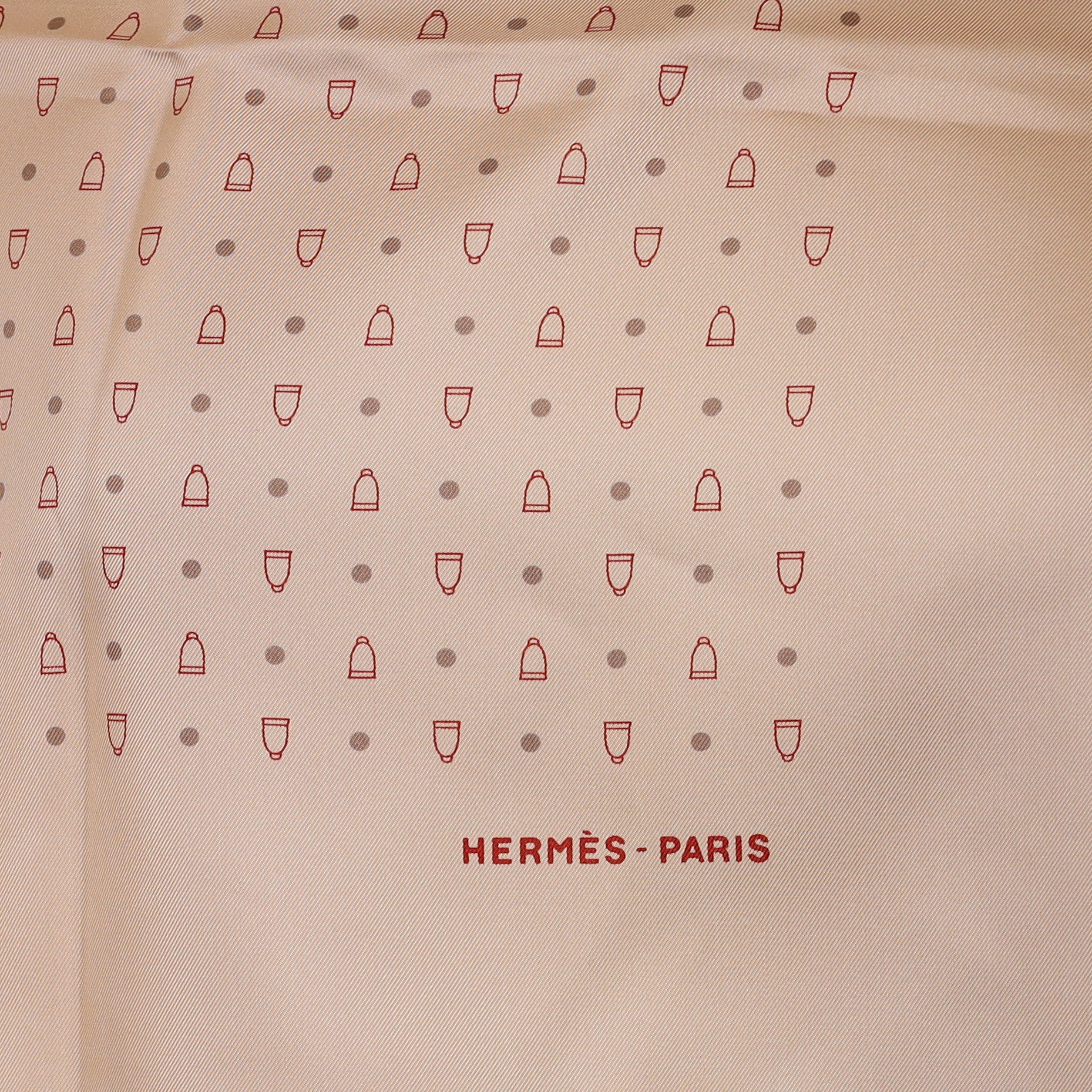 Hermès Light Taupe Stirrup Silk Scarf