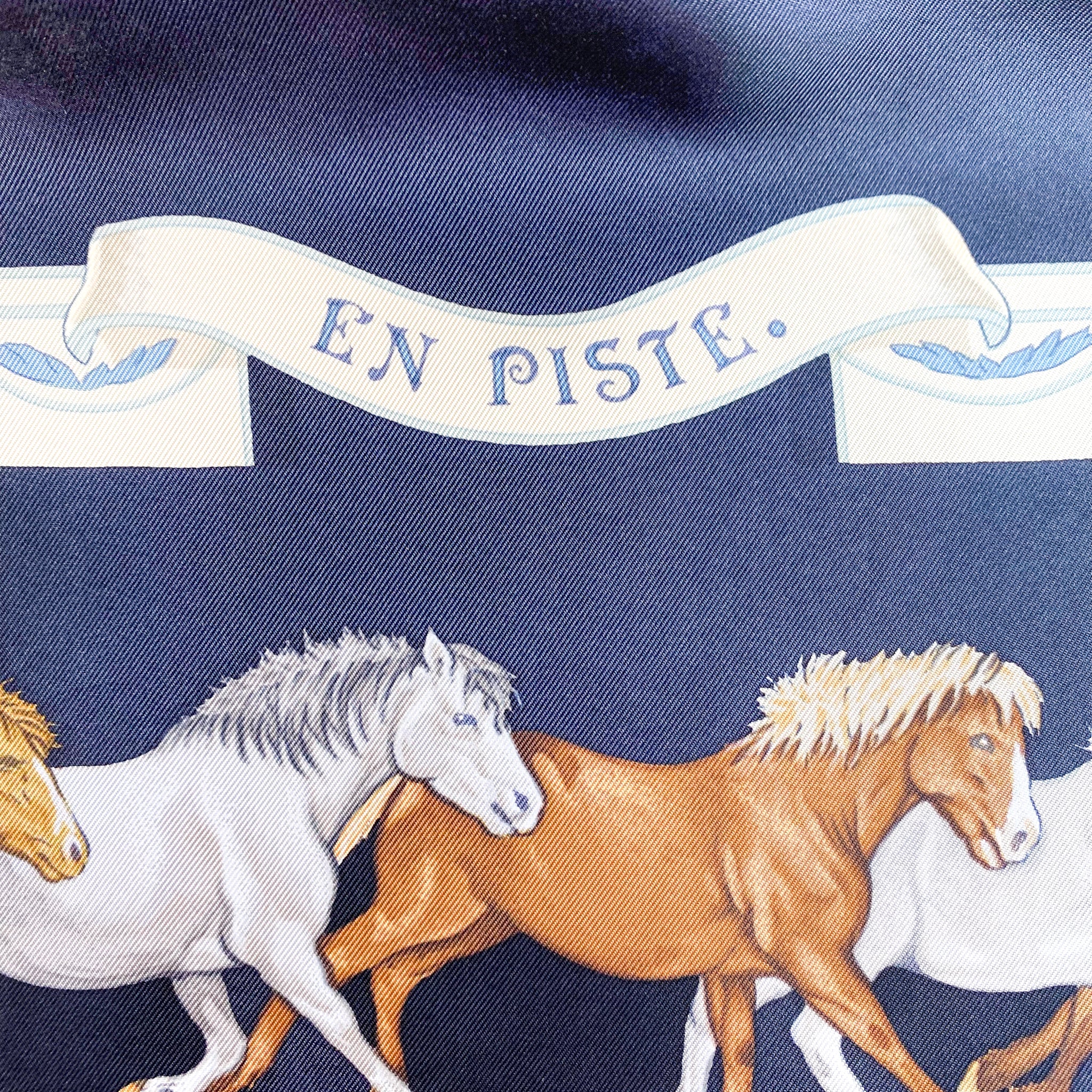 Boxed Hermes En Piste 1998 Designer Silk Scarf