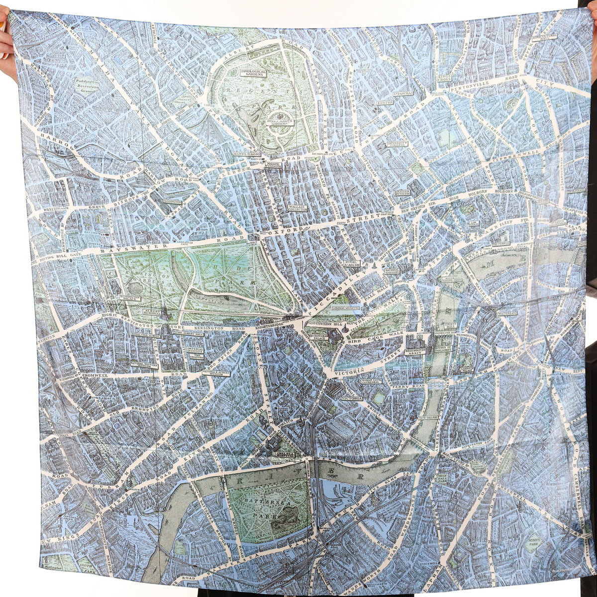 Brand New Blue London Map Silk Scarf