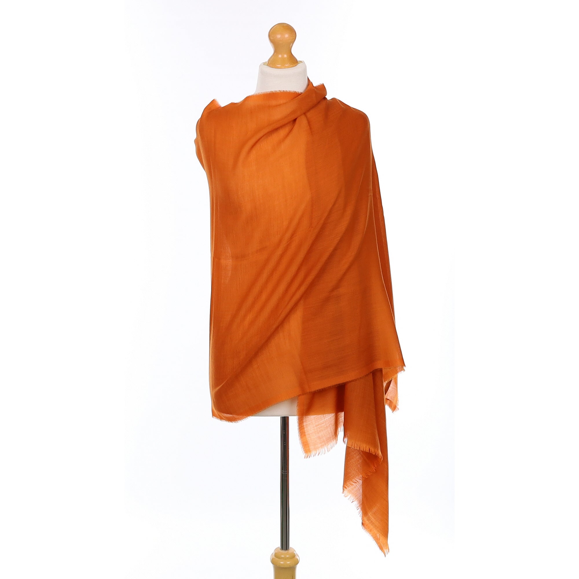 Scottish Begg & Co Burnt Orange Fine Woven Cashmere Wrap