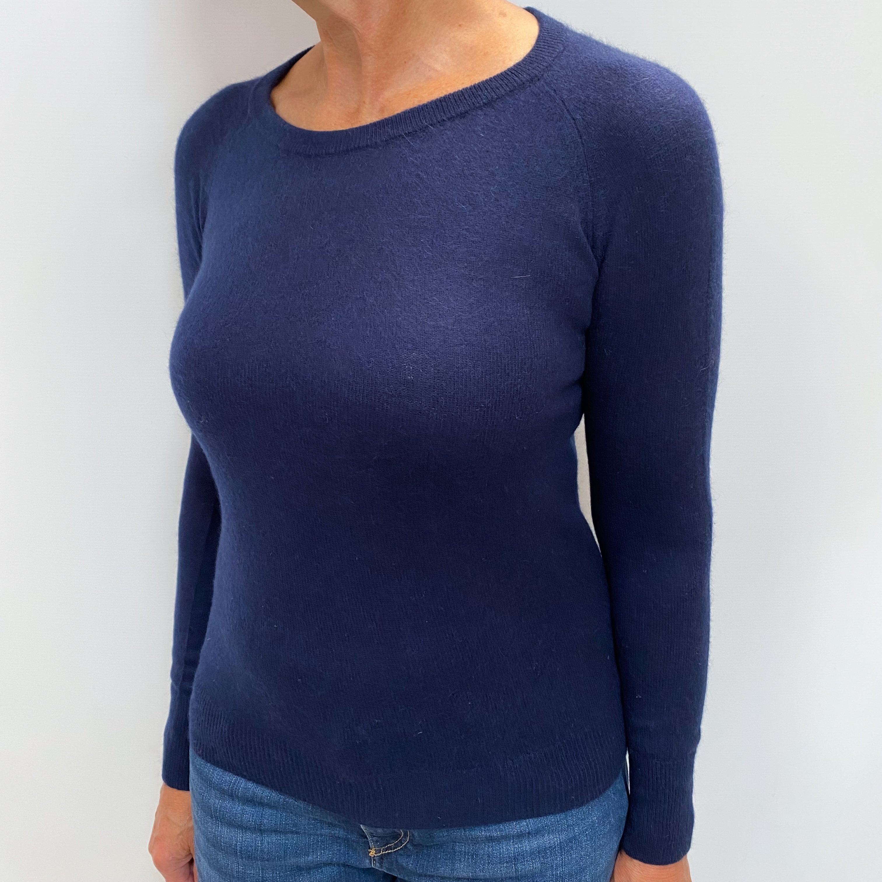 Navy Blue Cashmere Crew Neck Jumper Medium