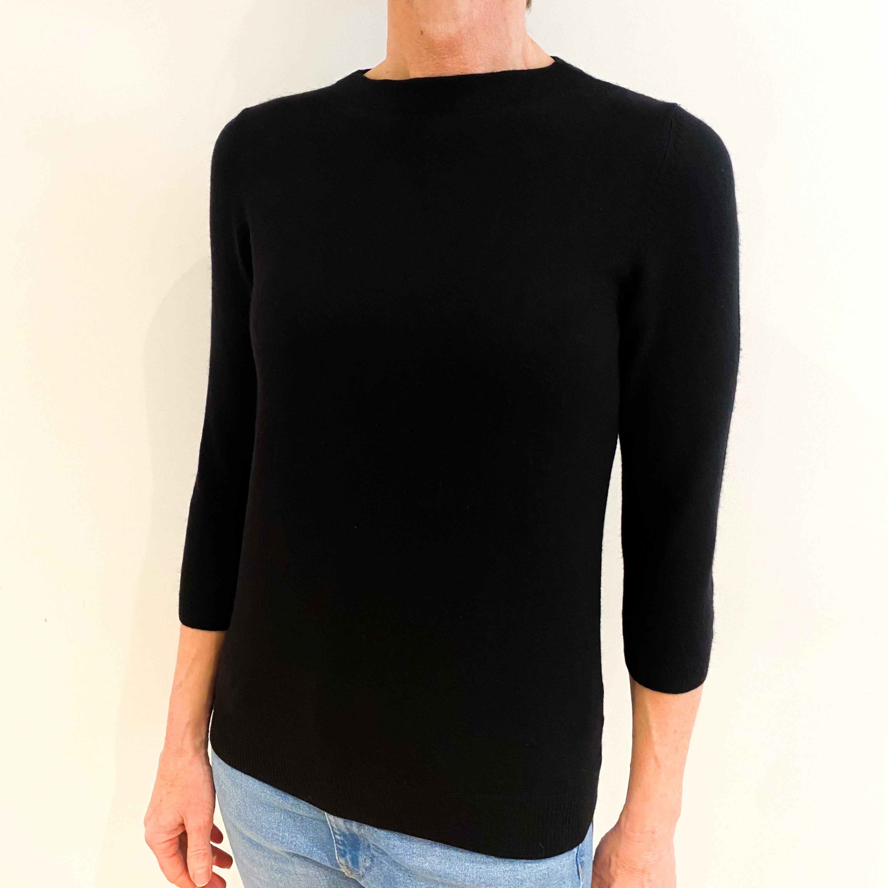 Black Cashmere Crew Neck Jumper Small