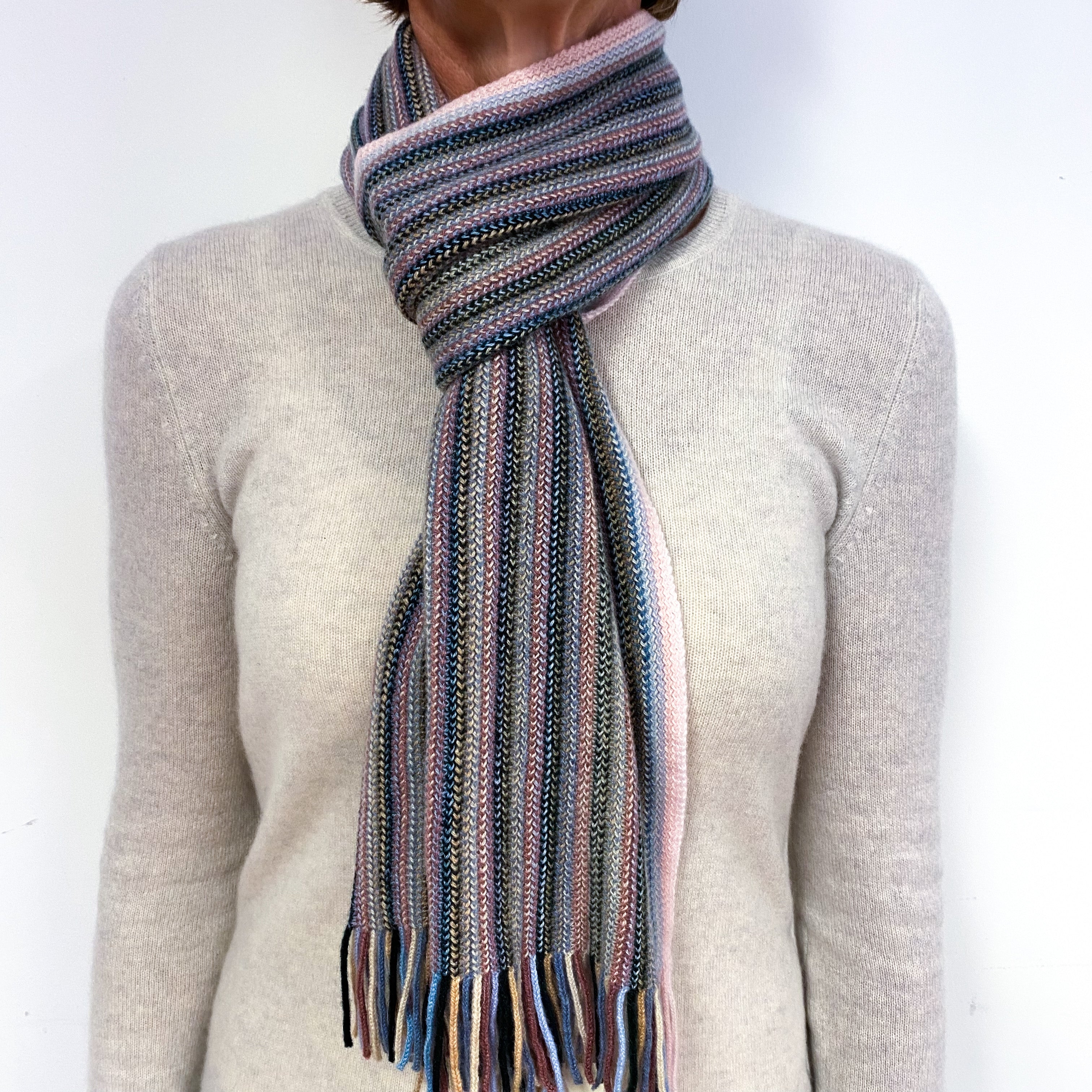 Brand New Multicoloured Pink Striped Scottish Scarf