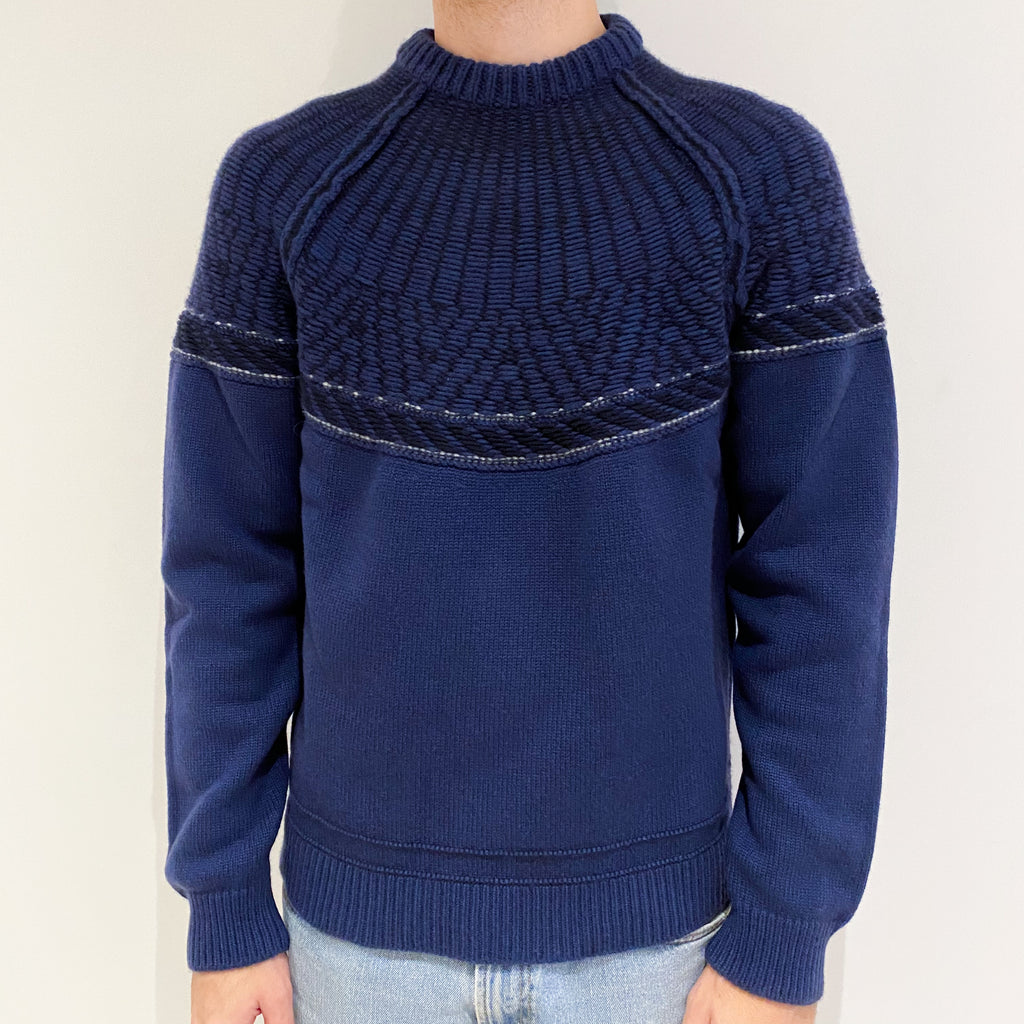 Men’s Brand New Scottish French Navy Chunky Crew Neck Jumper Small
