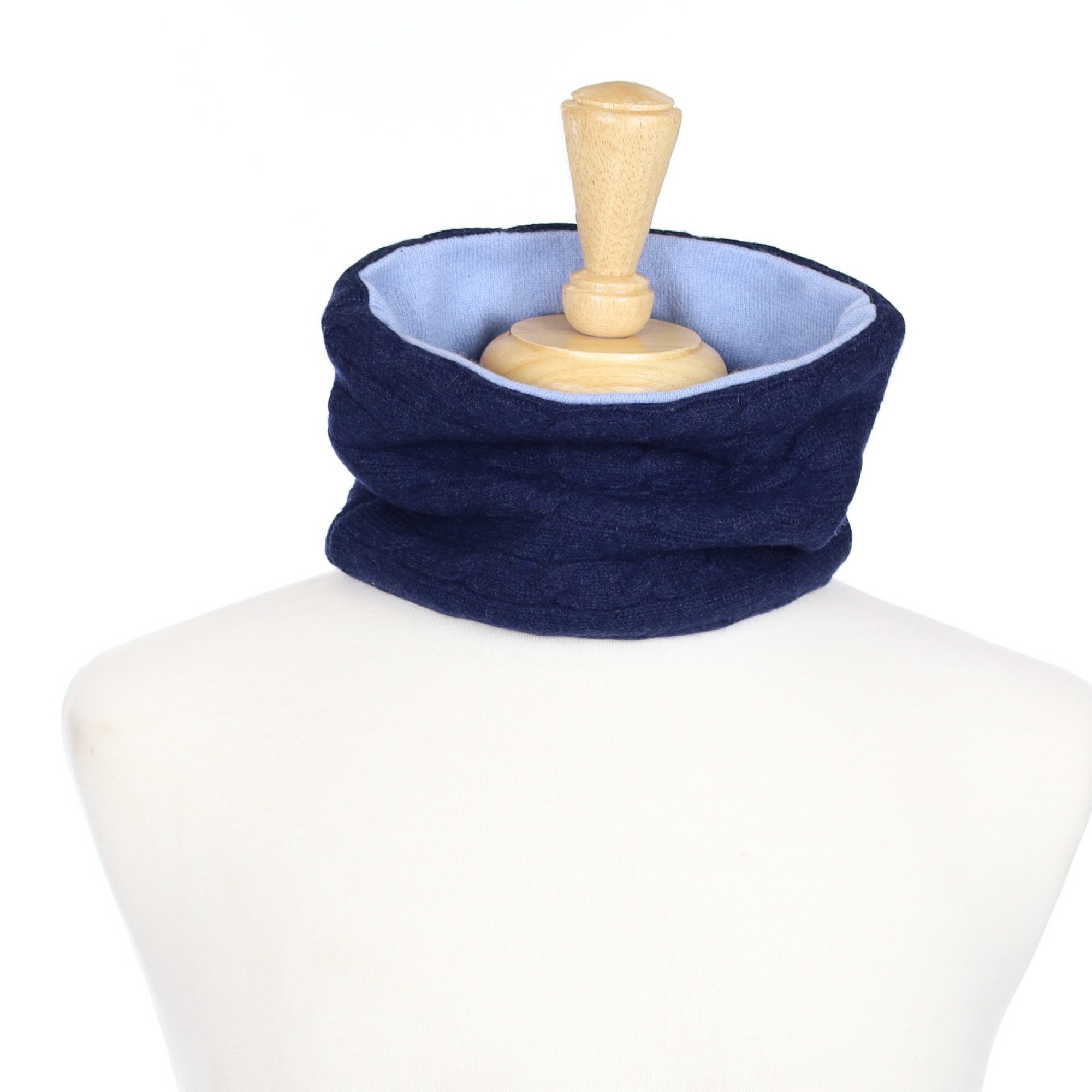 Navy Cable and Sky Blue Neck Warmer