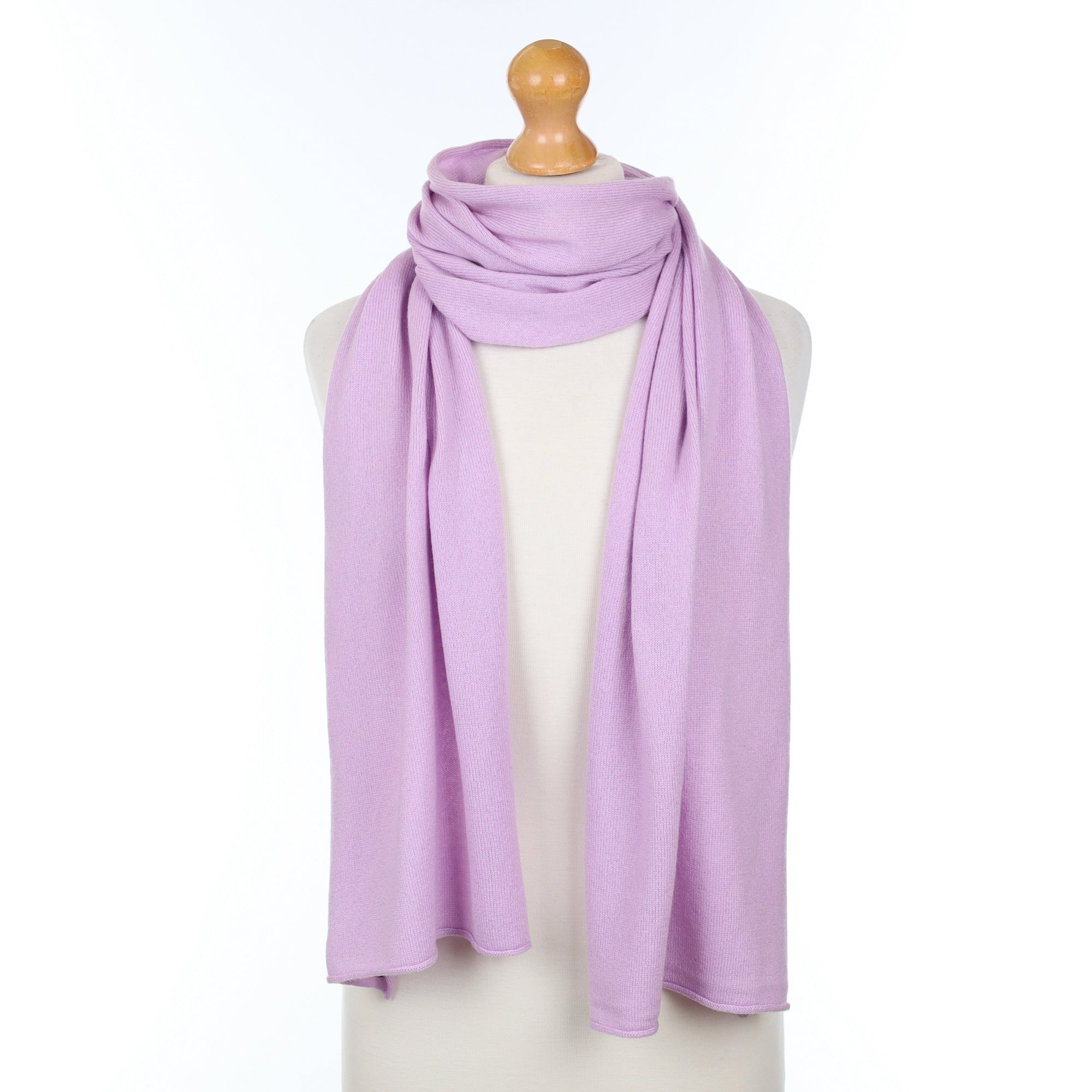 Brand New Scottish Lilac Purple Cashmere Knitted Scarf