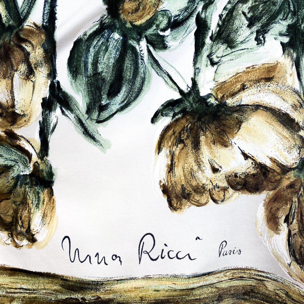 1960s Nina Ricci Floral Vintage Designer Silk Scarf