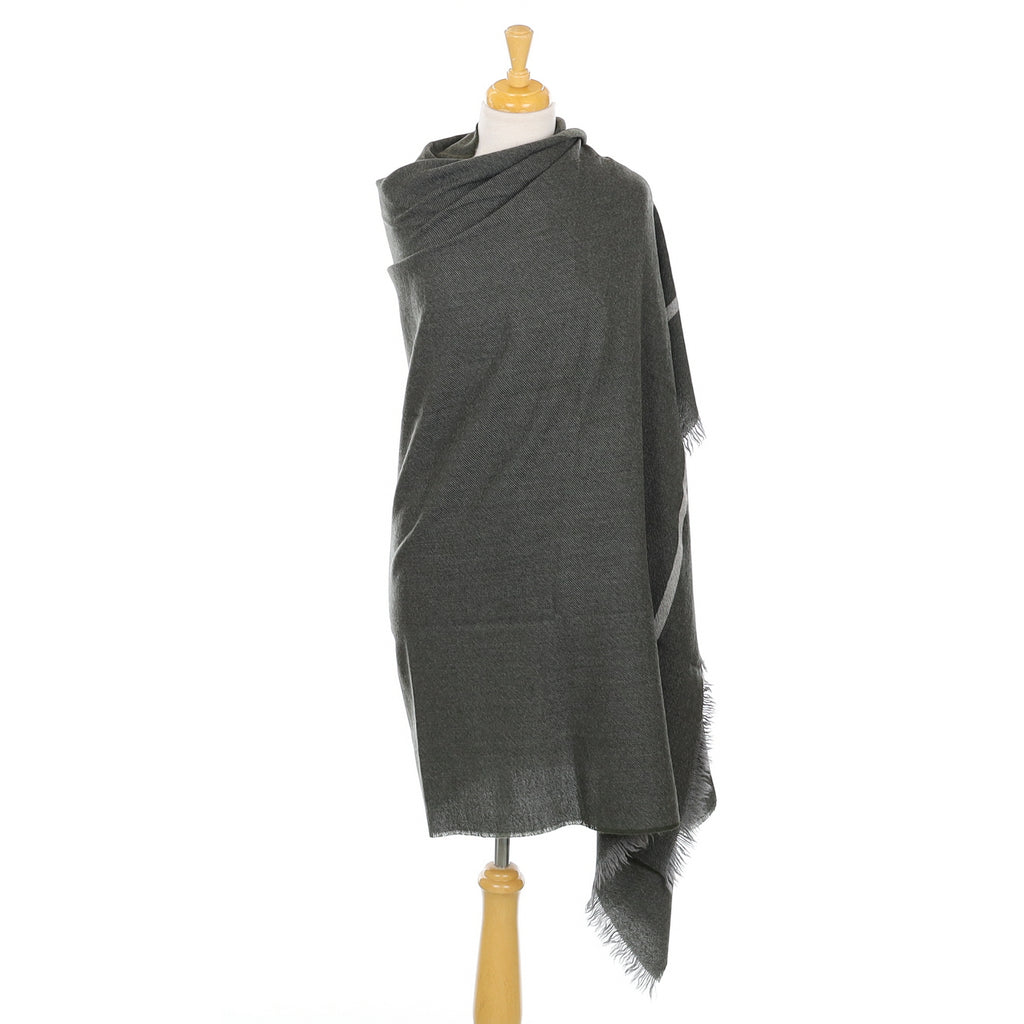 Scottish Begg & Co Deep Khaki Green Cashmere Stole Large