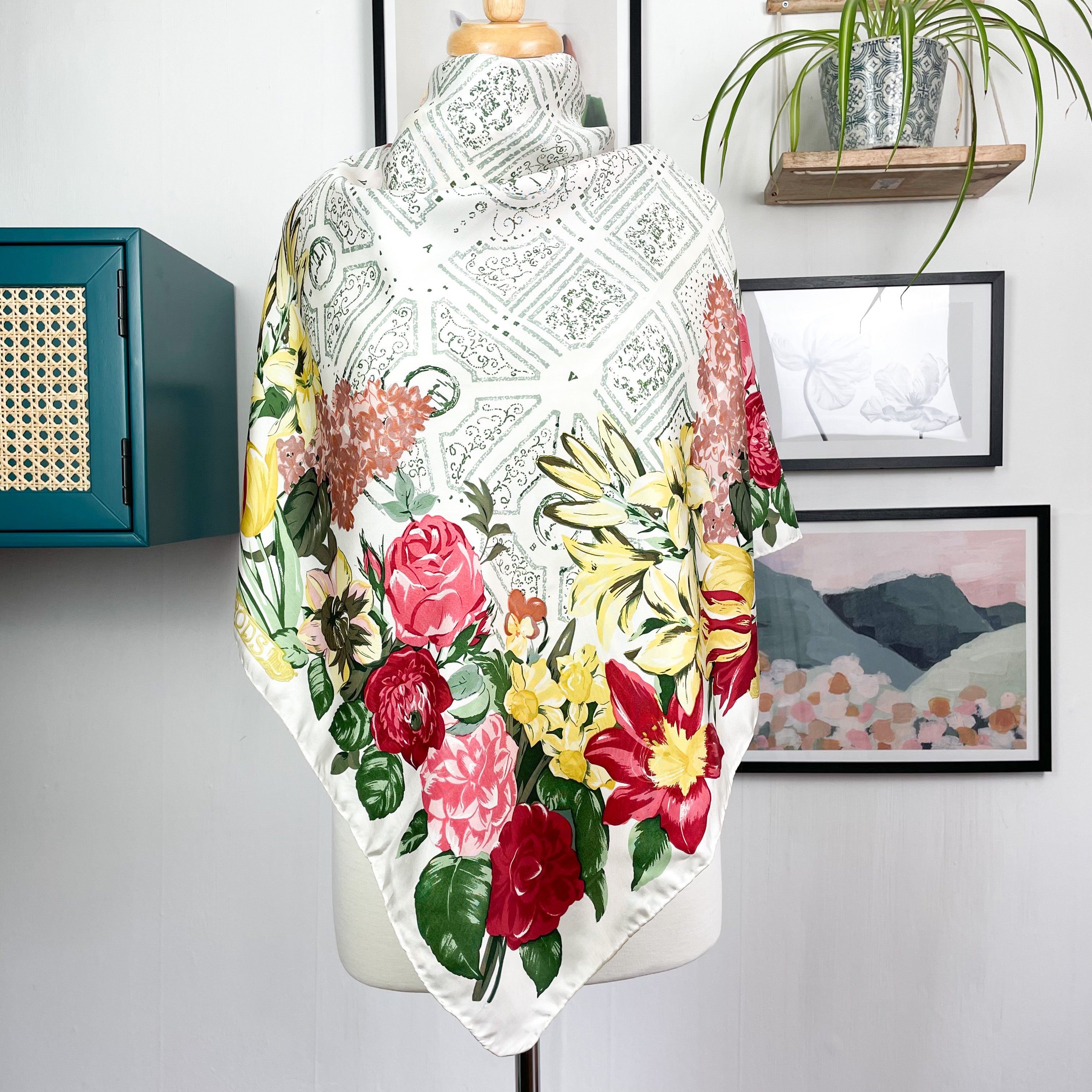 Harrods Floral Designer Silk Scarf