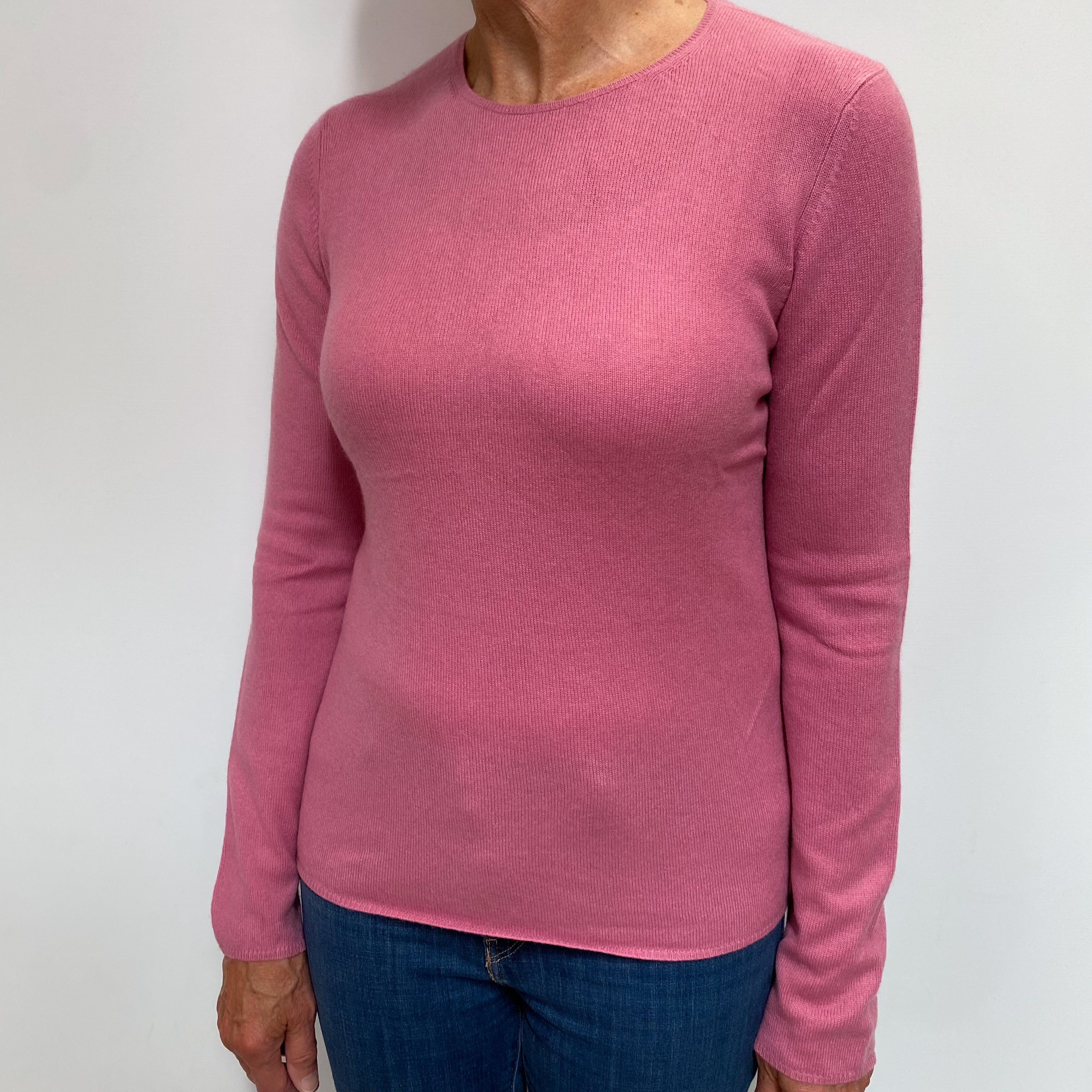 Loganberry Pink Cashmere Crew Neck Jumper Medium