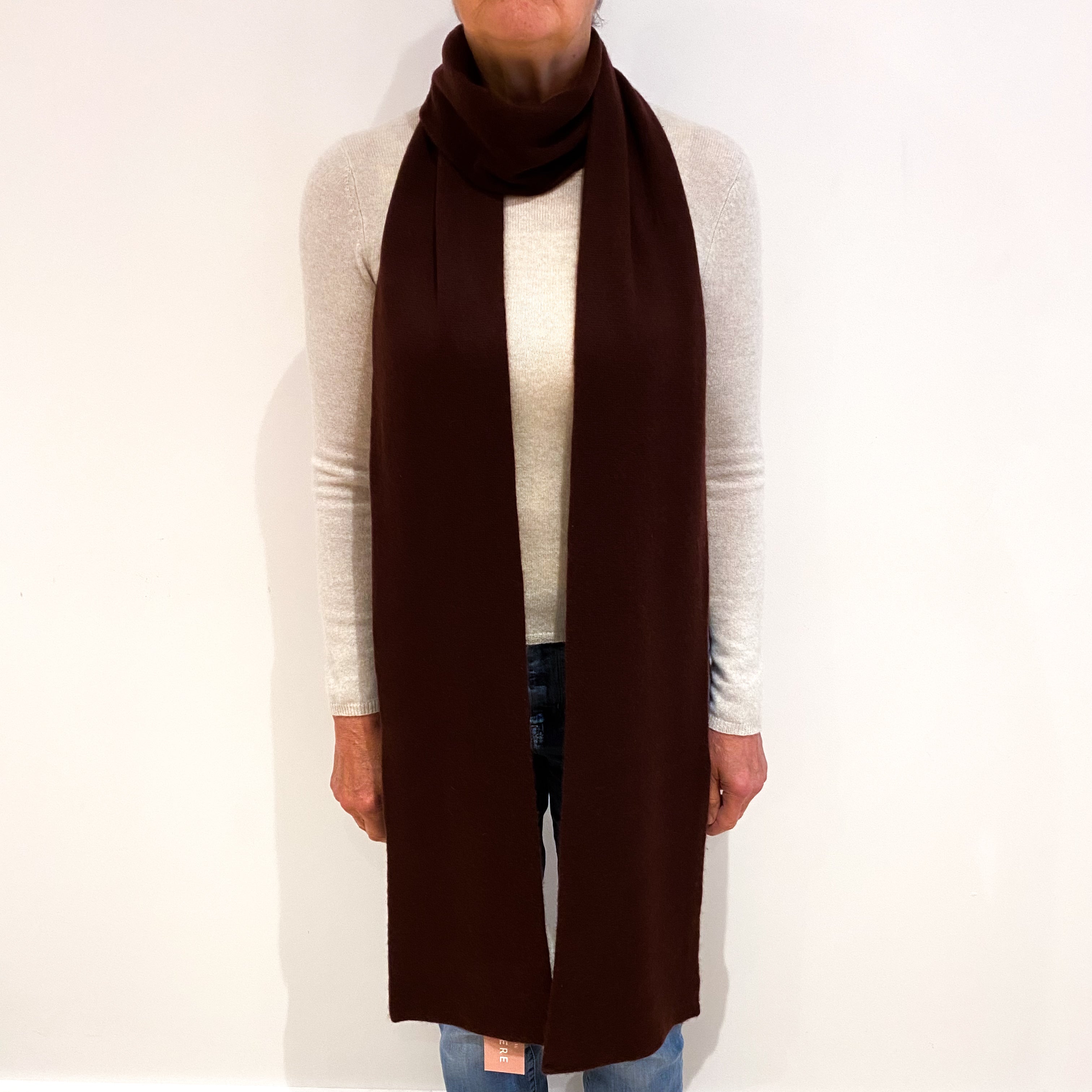 Cedar Brown Long Cashmere Scarf