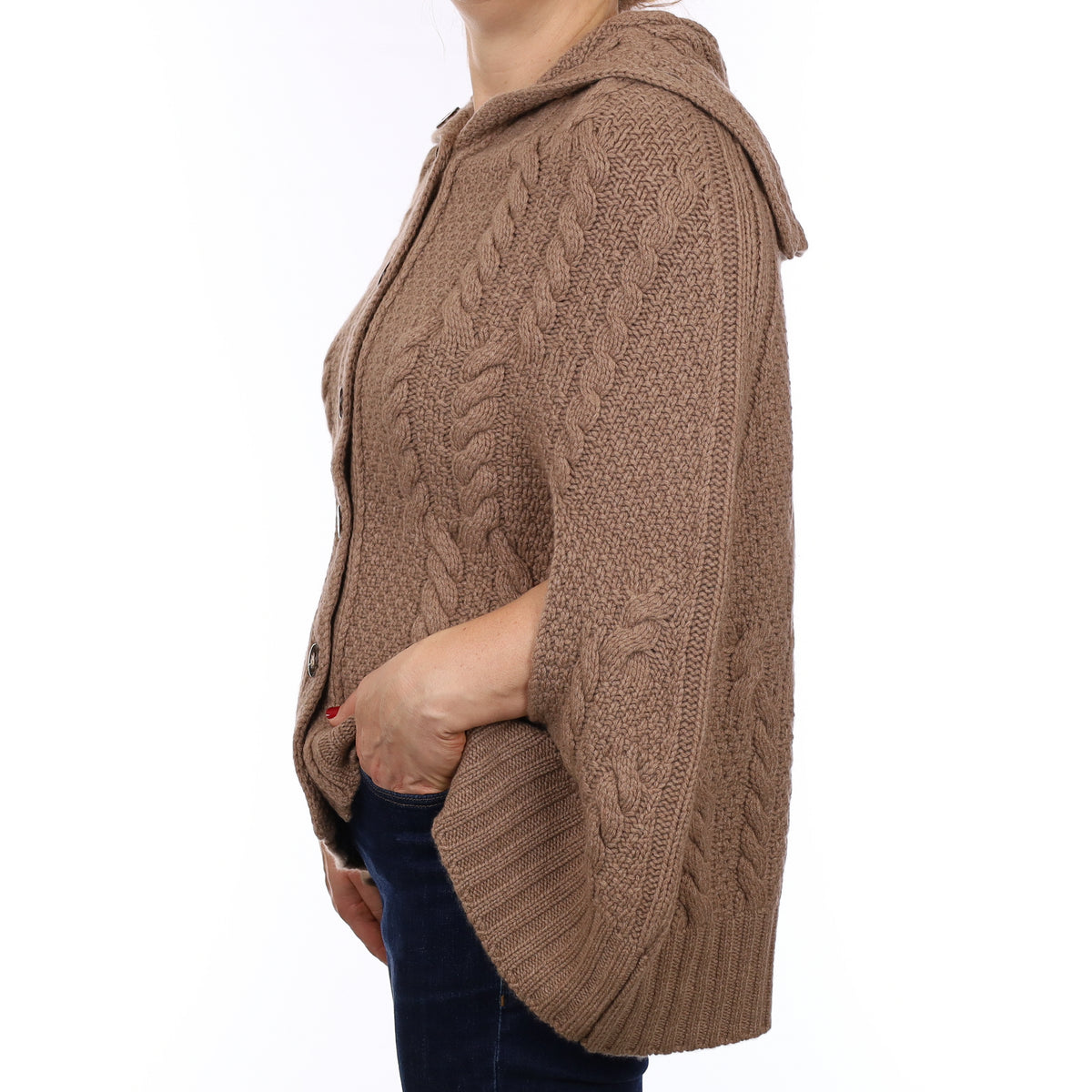 Brand New Scottish Hawico Latte Brown Luxury Chunky Cashmere Cape One Size
