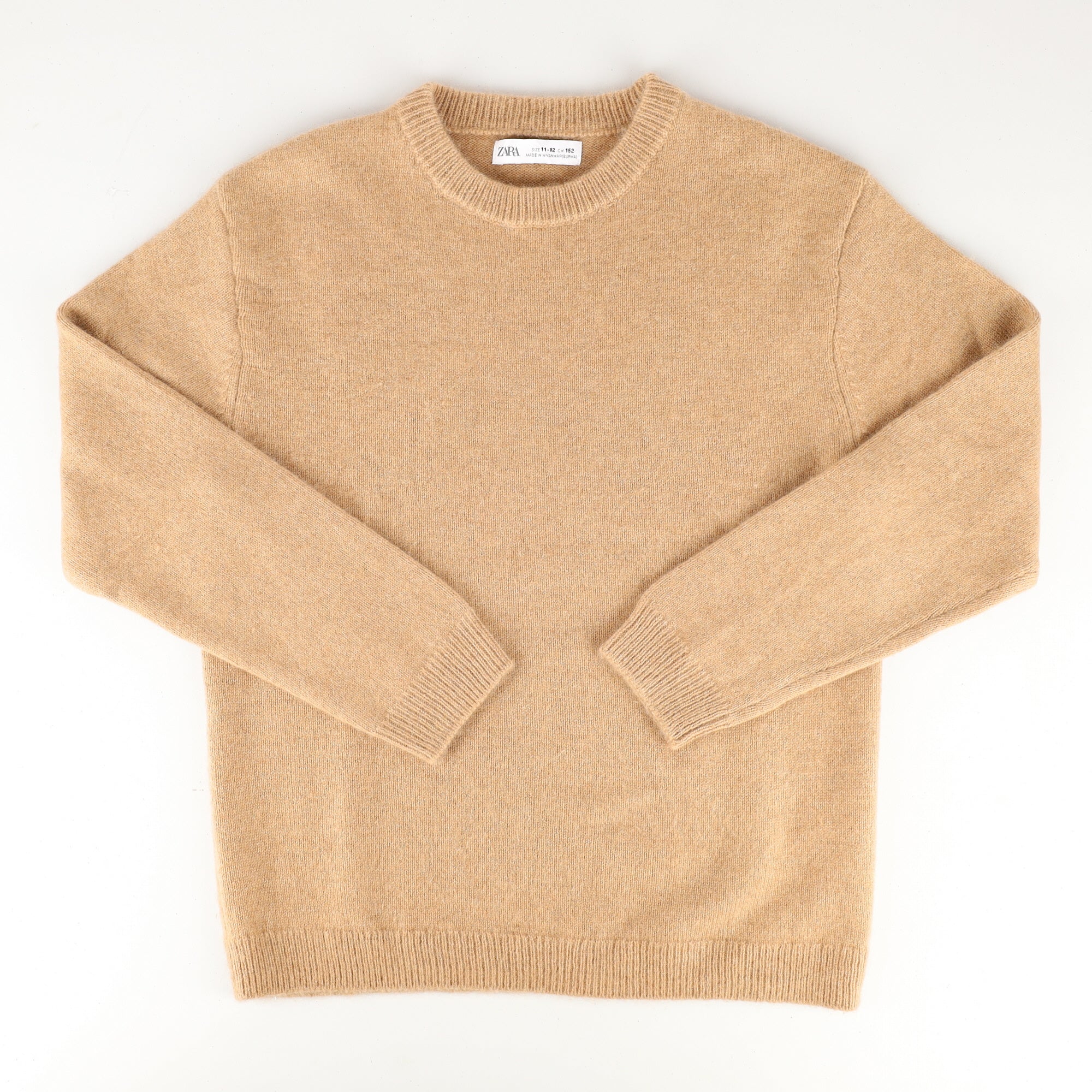 Children’s Camel Brown Cashmere Crew Neck Jumper Age 11-12