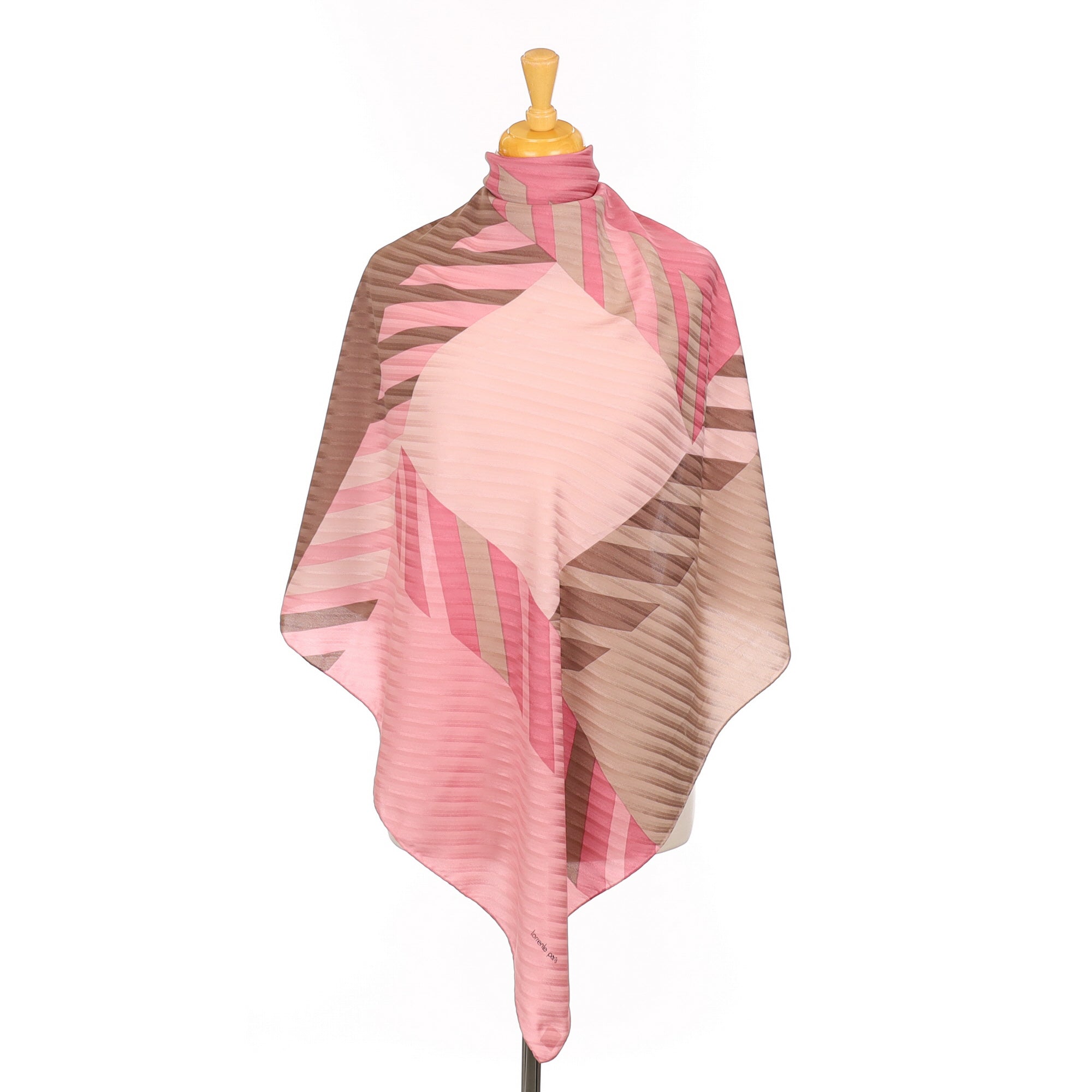 Torrente Pink Striped Vintage Silk Scarf