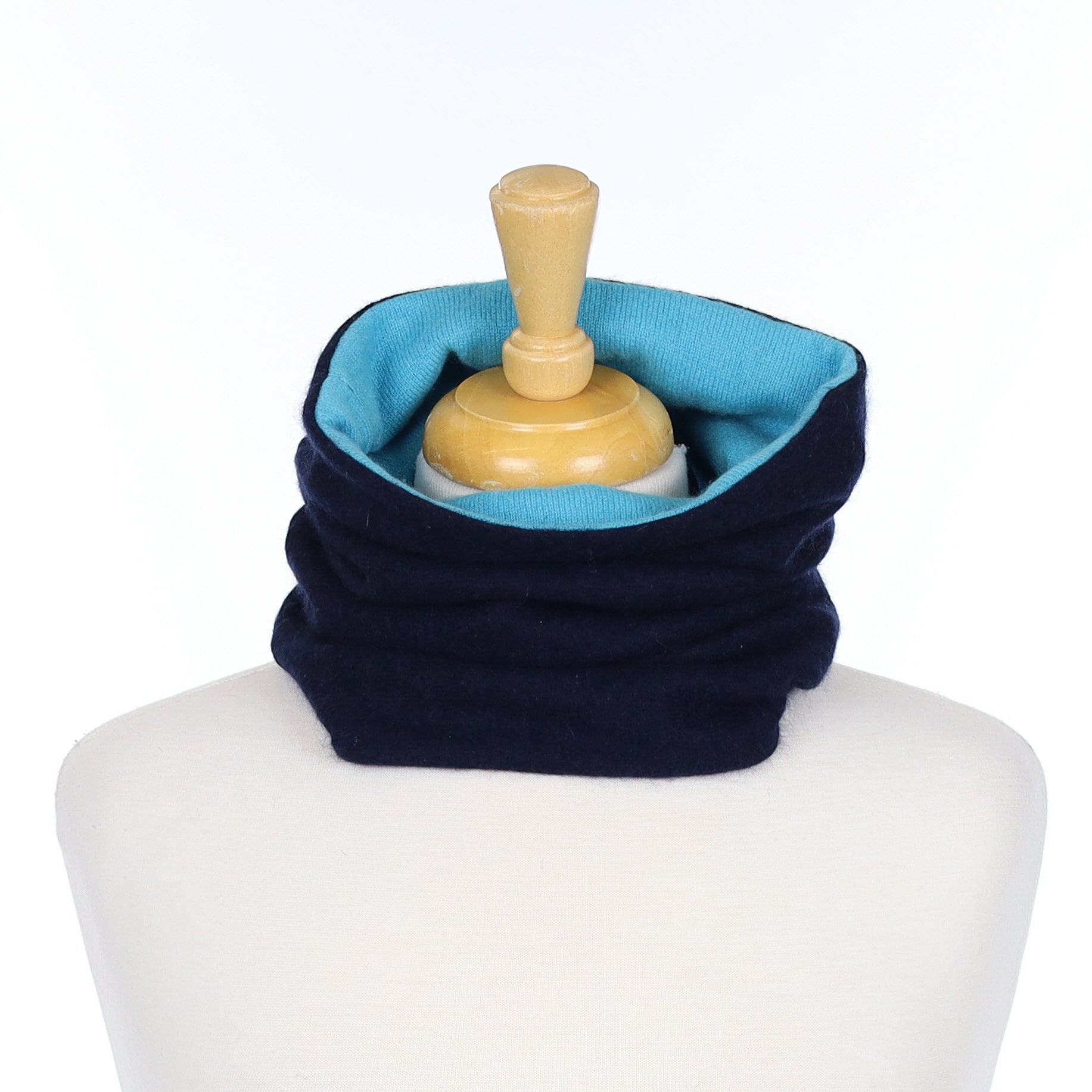 Men’s Navy and Aqua Blue Luxury Double Layered Snood