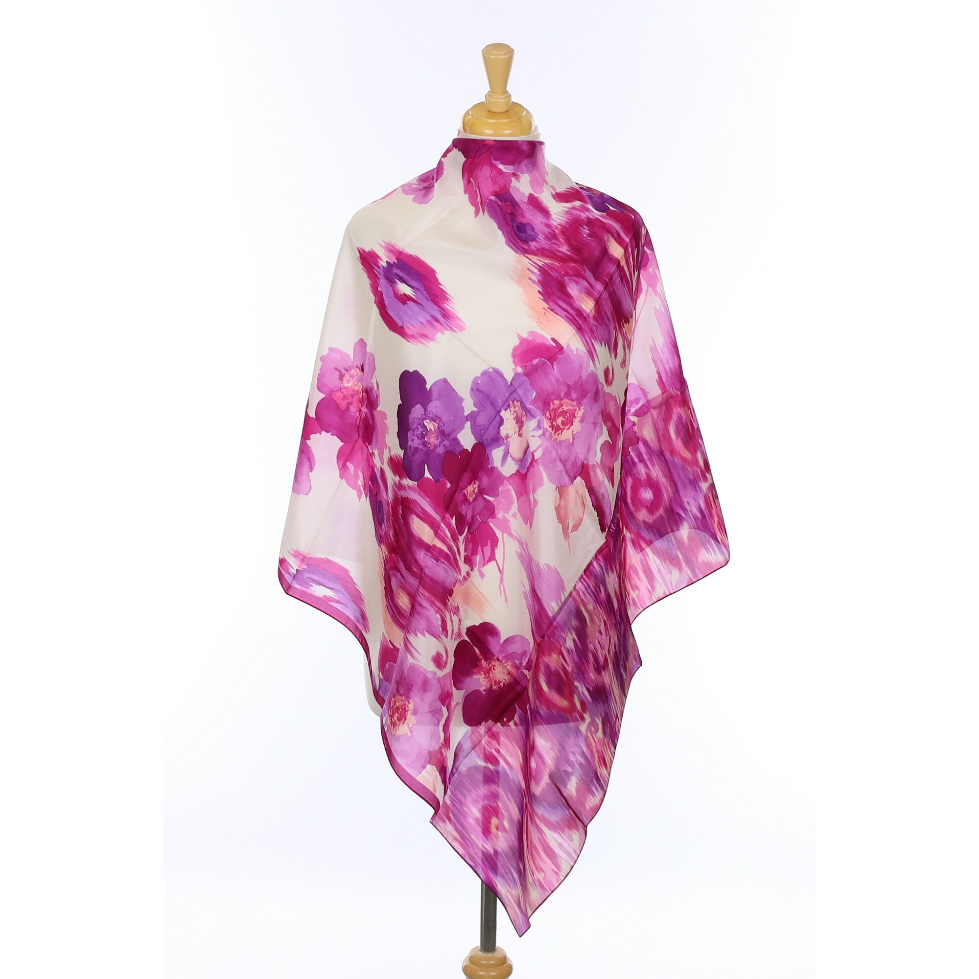 Brand New Oscar Pink Abstract Silk Scarf