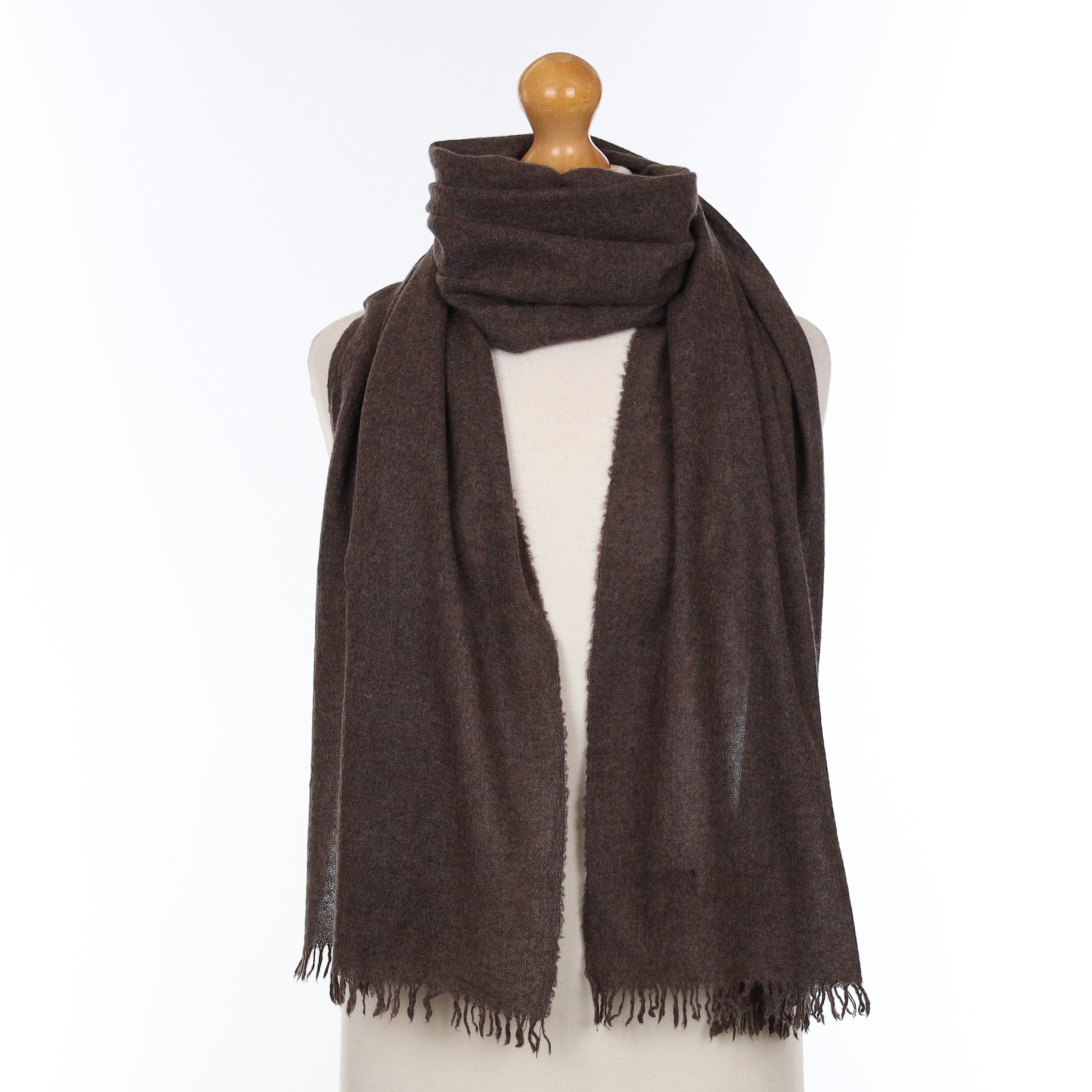 Ralph Lauren Mole Brown Cashmere Fine Woven Scarf