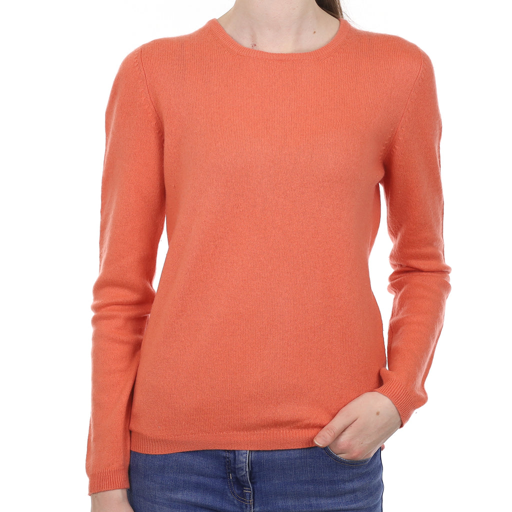 Sunset Orange Cashmere Crew Neck Jumper Extra Small