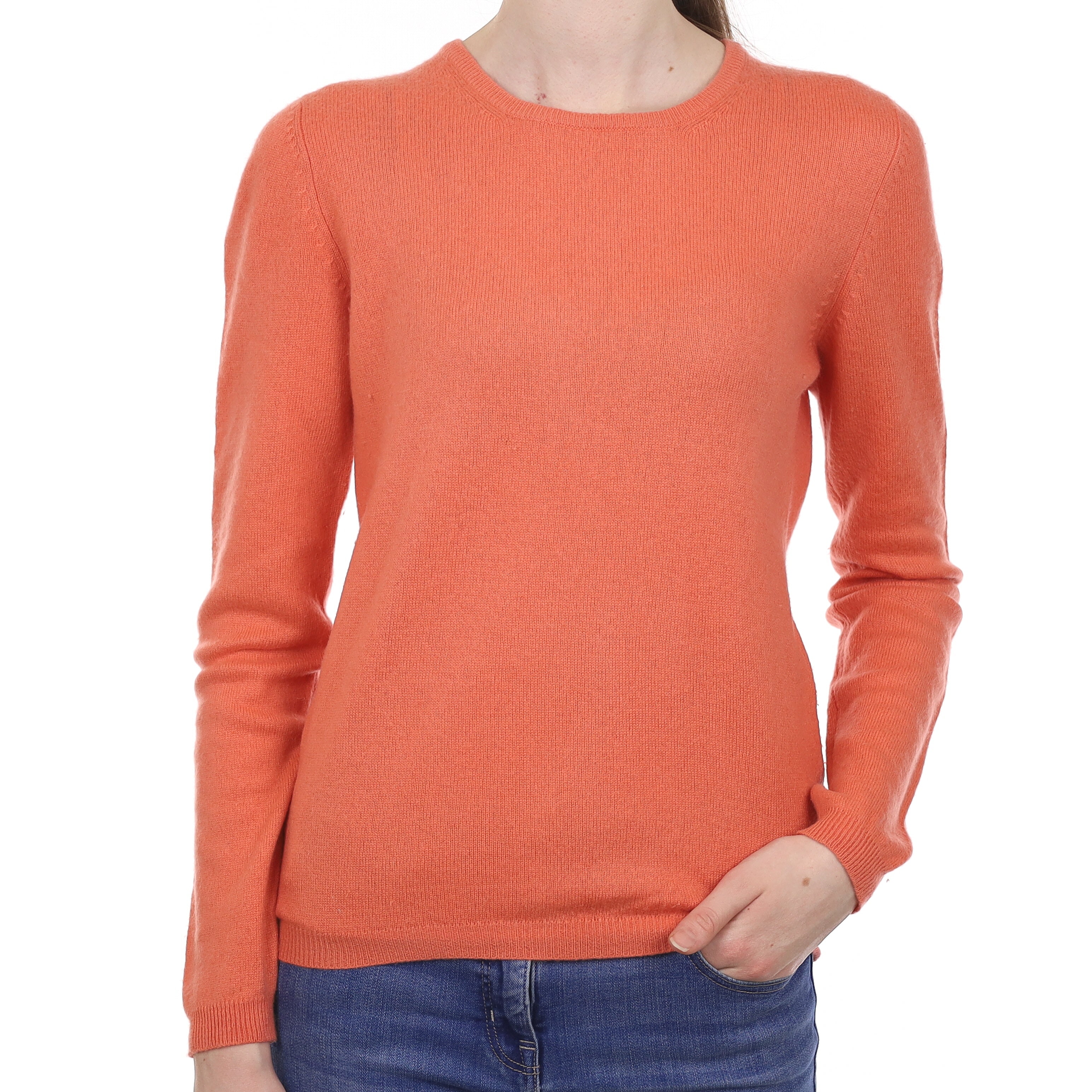 Sunset Orange Cashmere Crew Neck Jumper Extra Small