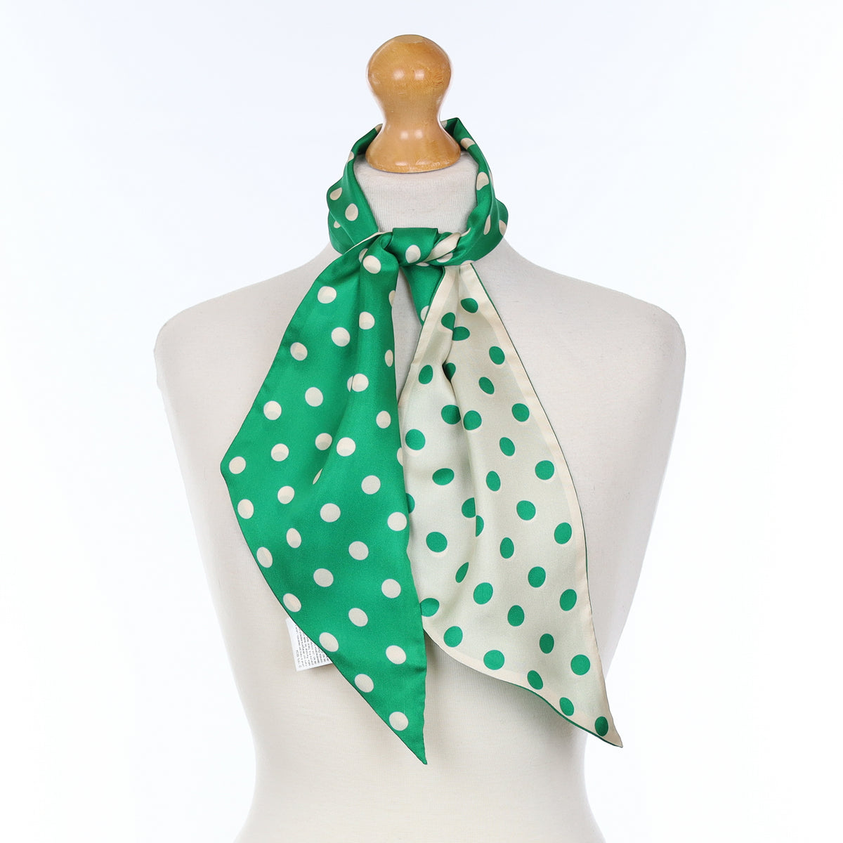 L.K. Bennett Shamrock Green Polka Dot Silk Scarf