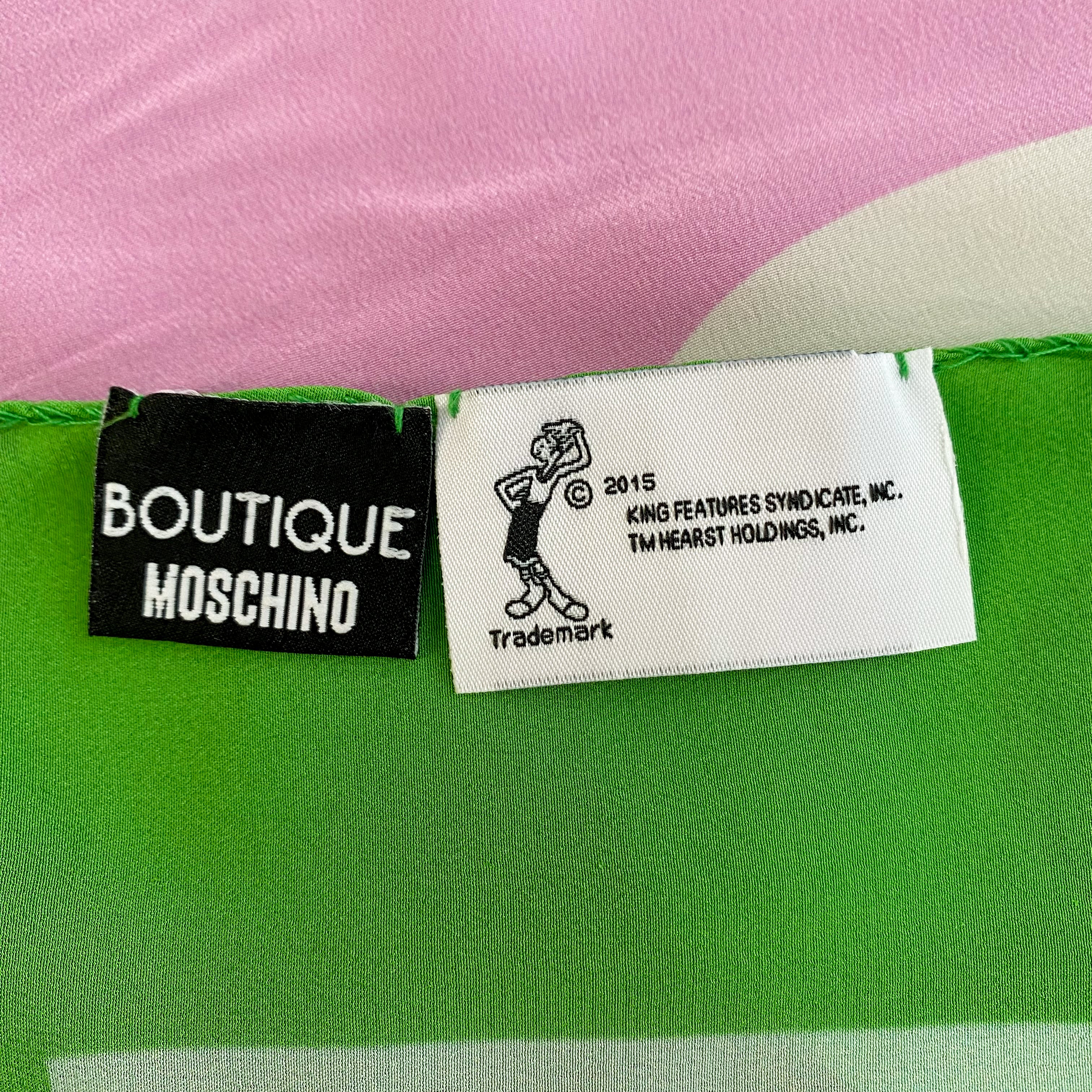 Immaculate Moschino Olive Oyl Silk Scarf