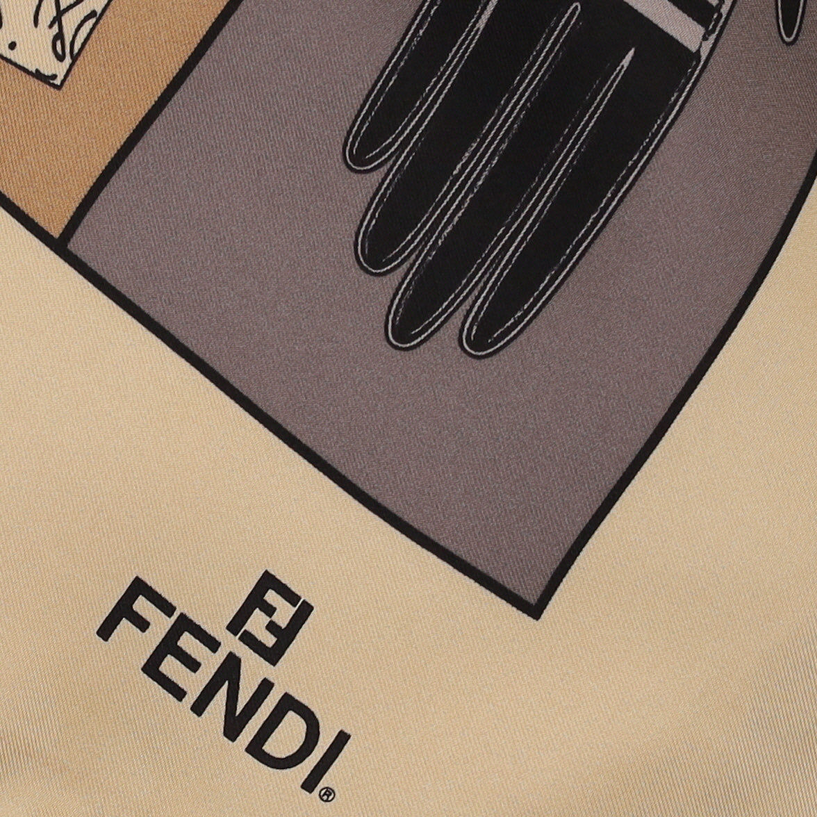 Immaculate Fendi Gloves Designer Silk Scarf