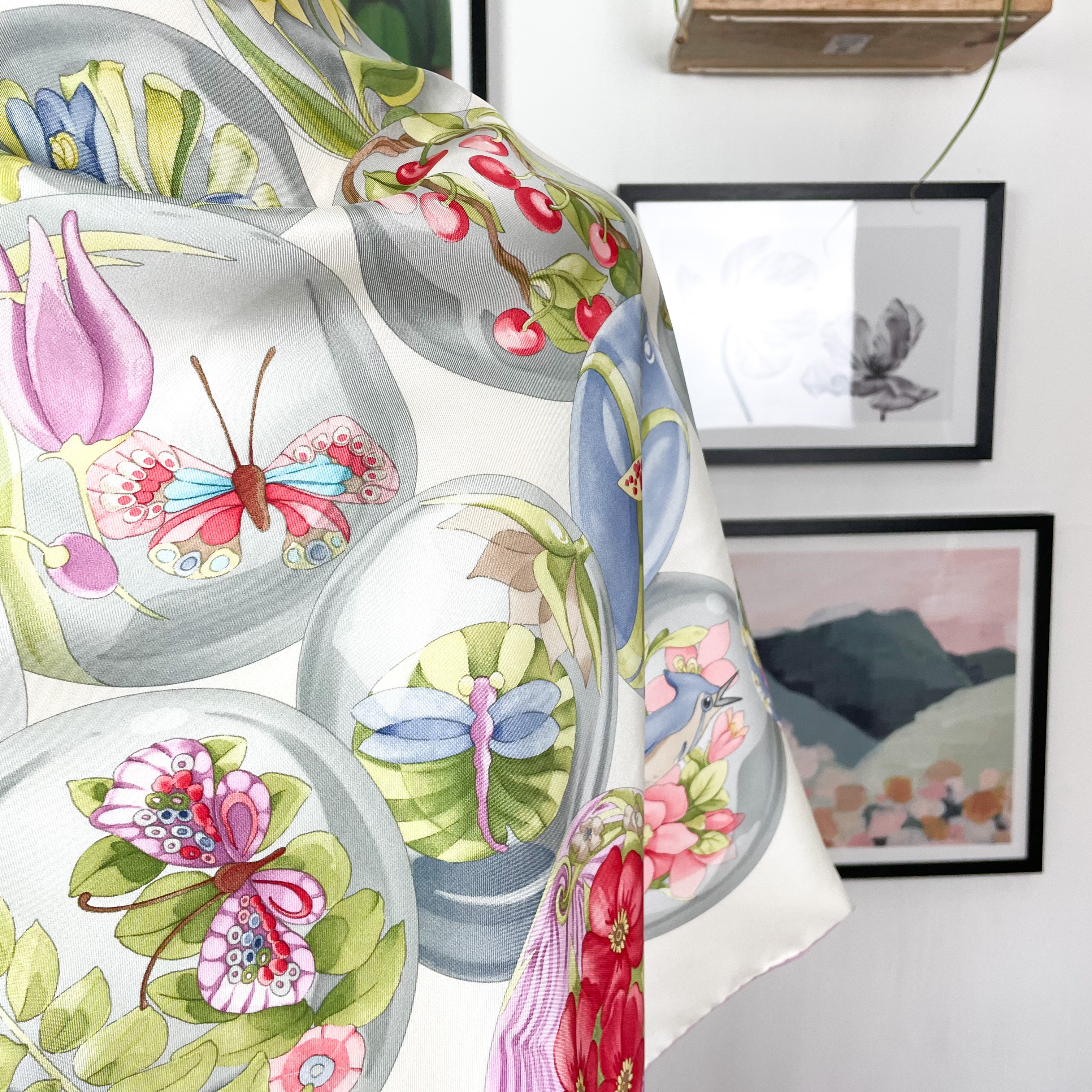 Brand New Boxed Salvatore Ferragamo Floral Designer Silk Scarf