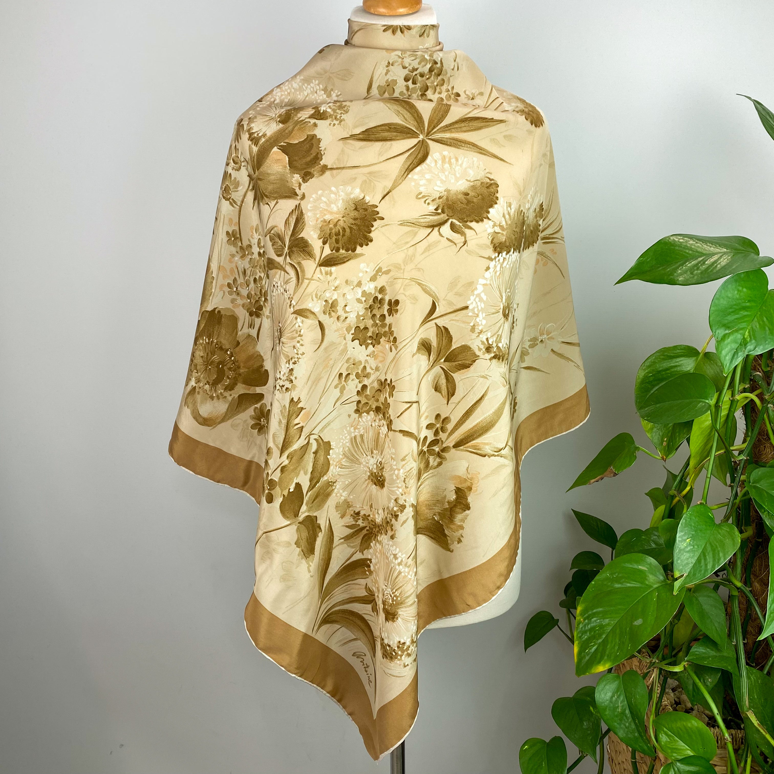 1970’s French Floral Muted Toned Silk Scarf