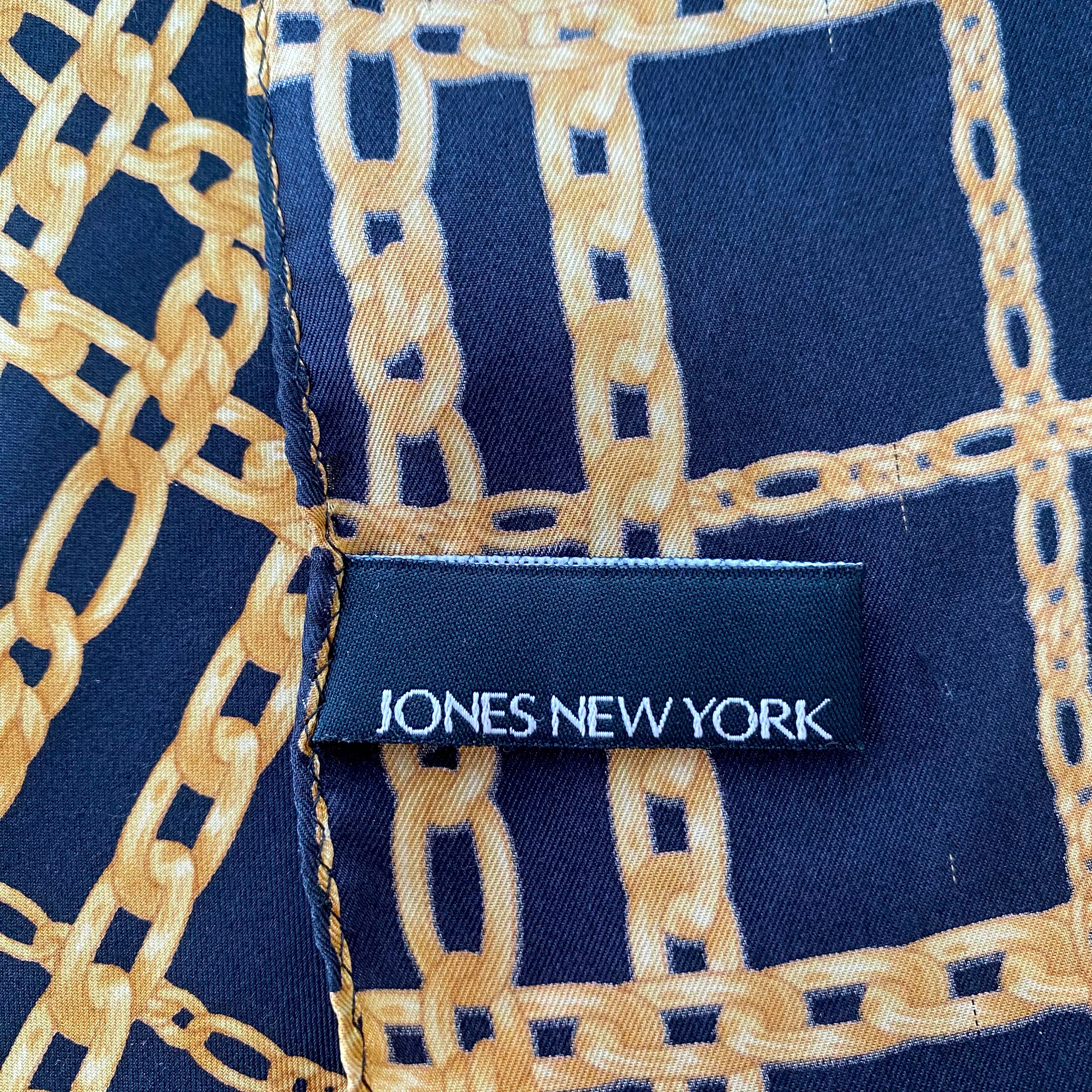 Jones Long Black and Gold Silk Scarf