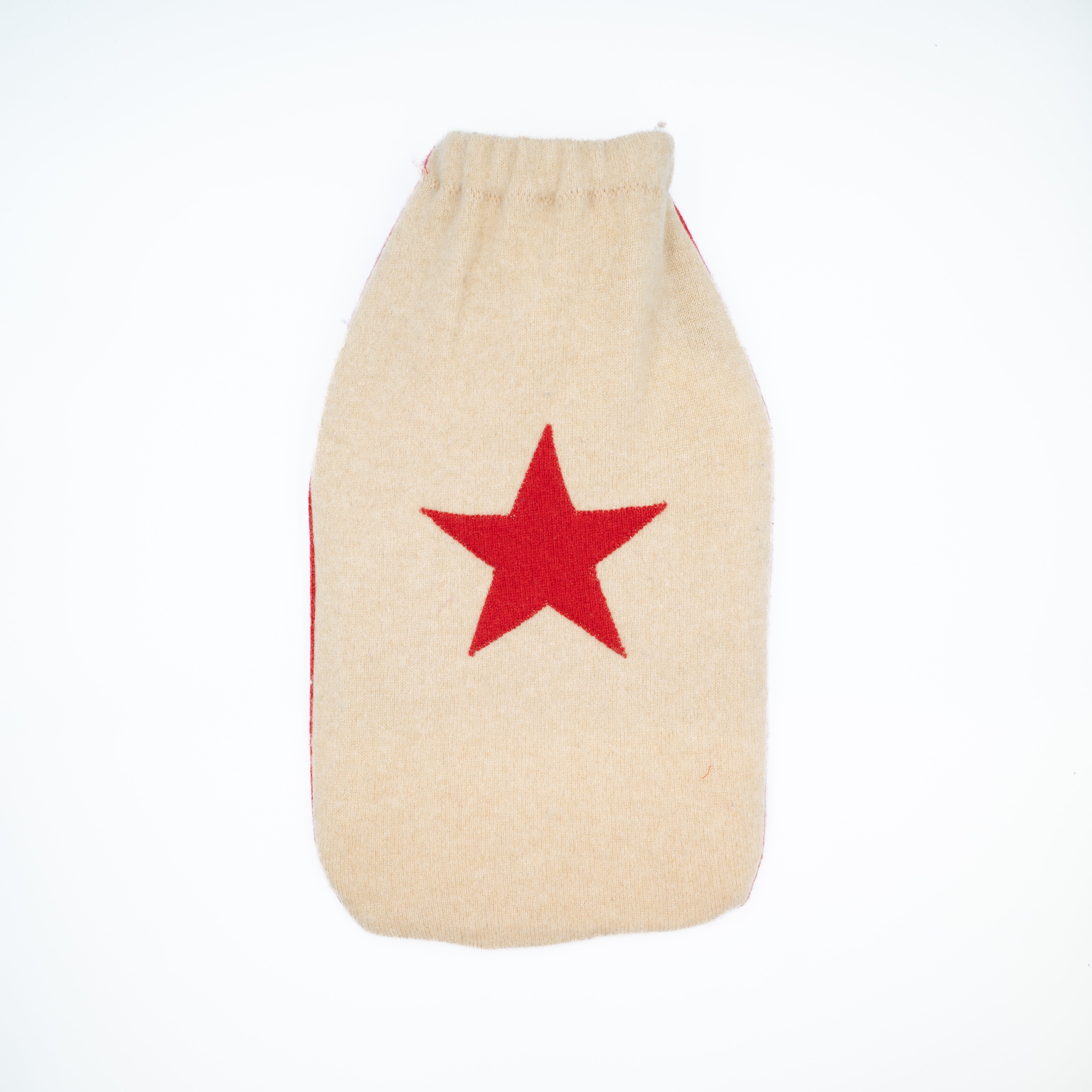 Fudge and Vermillion Red Cashmere Large Hot Water Bottle