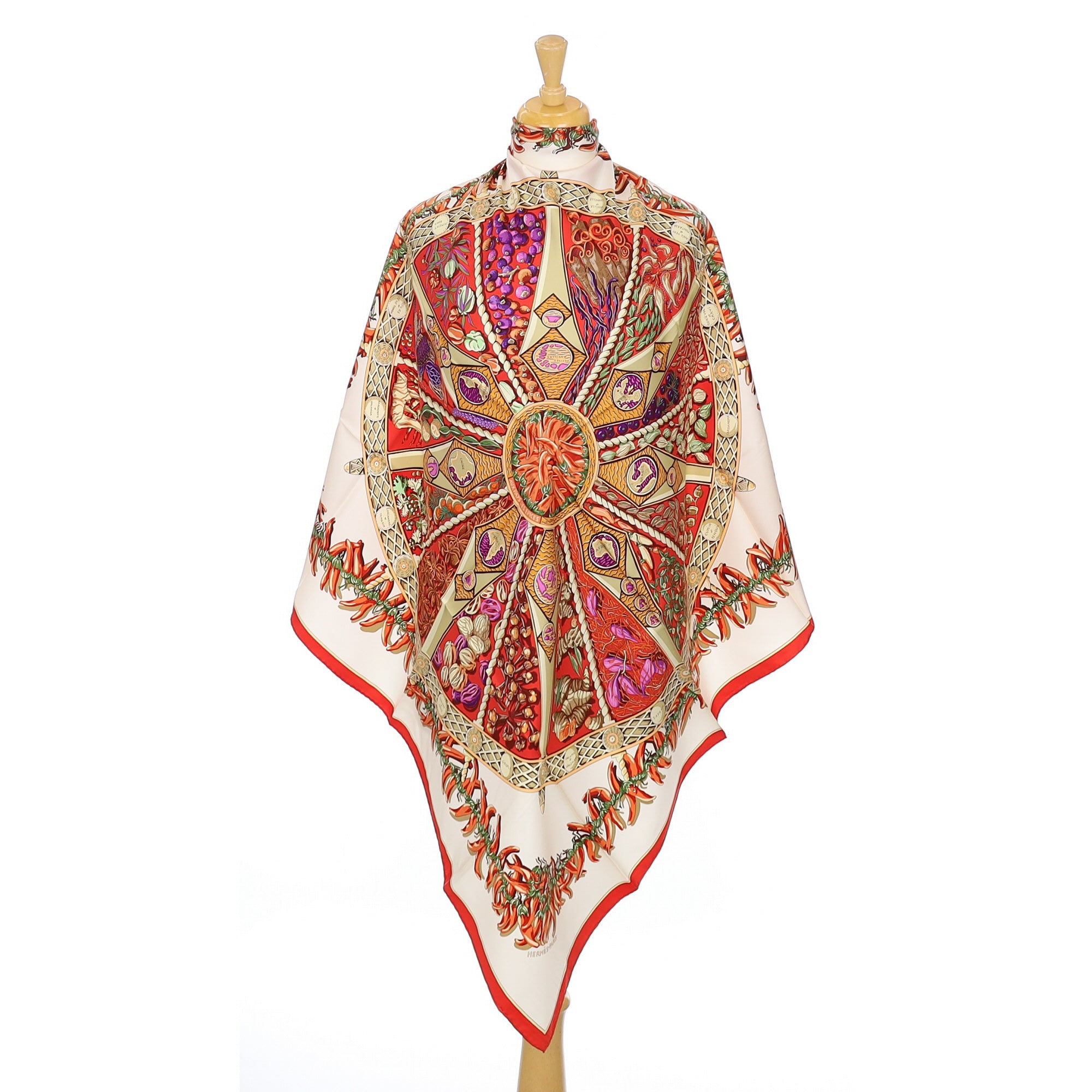 Boxed Hermès Aux Pays des Epices Silk Scarf