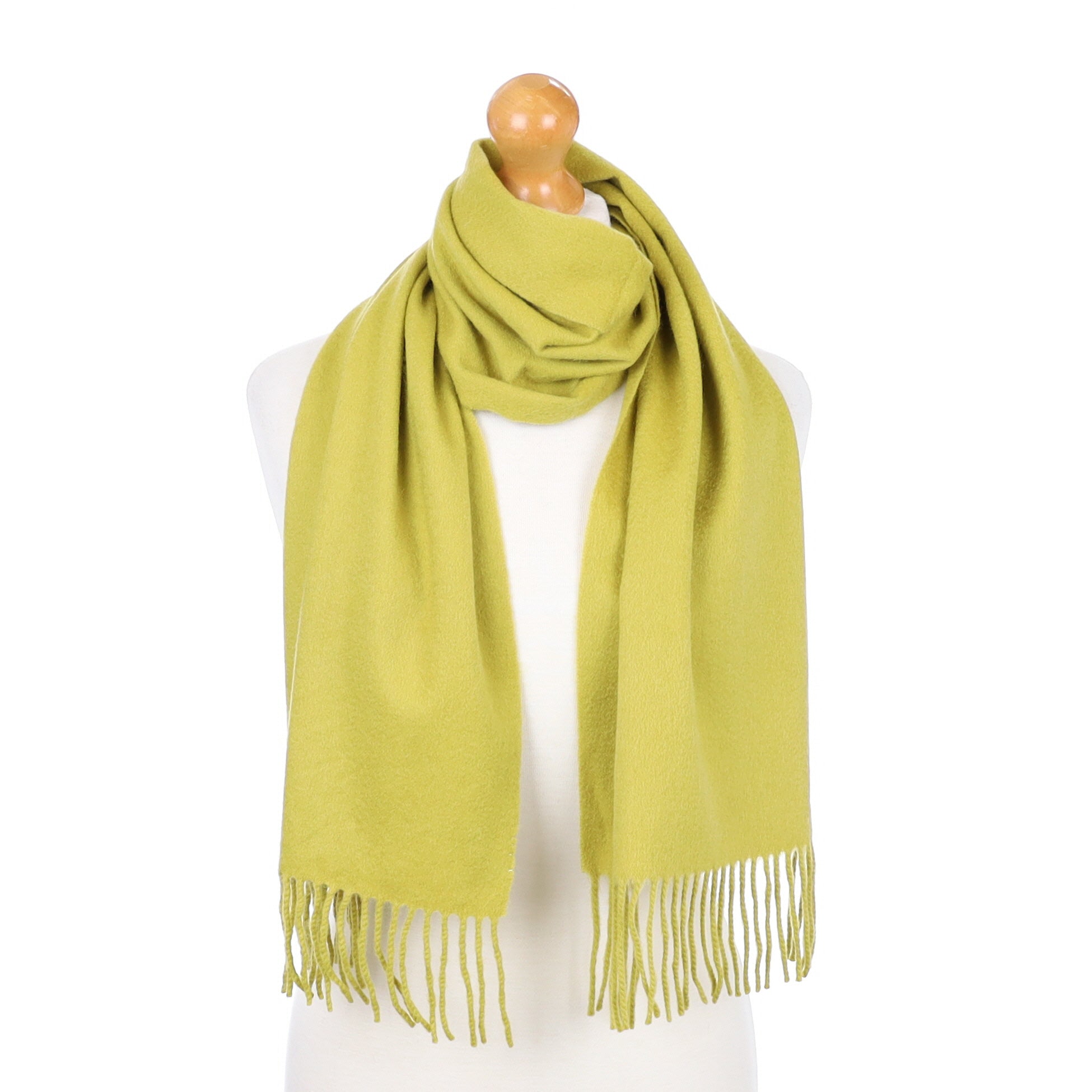 Mustard Yellow Fringed Cashmere Woven Scarf