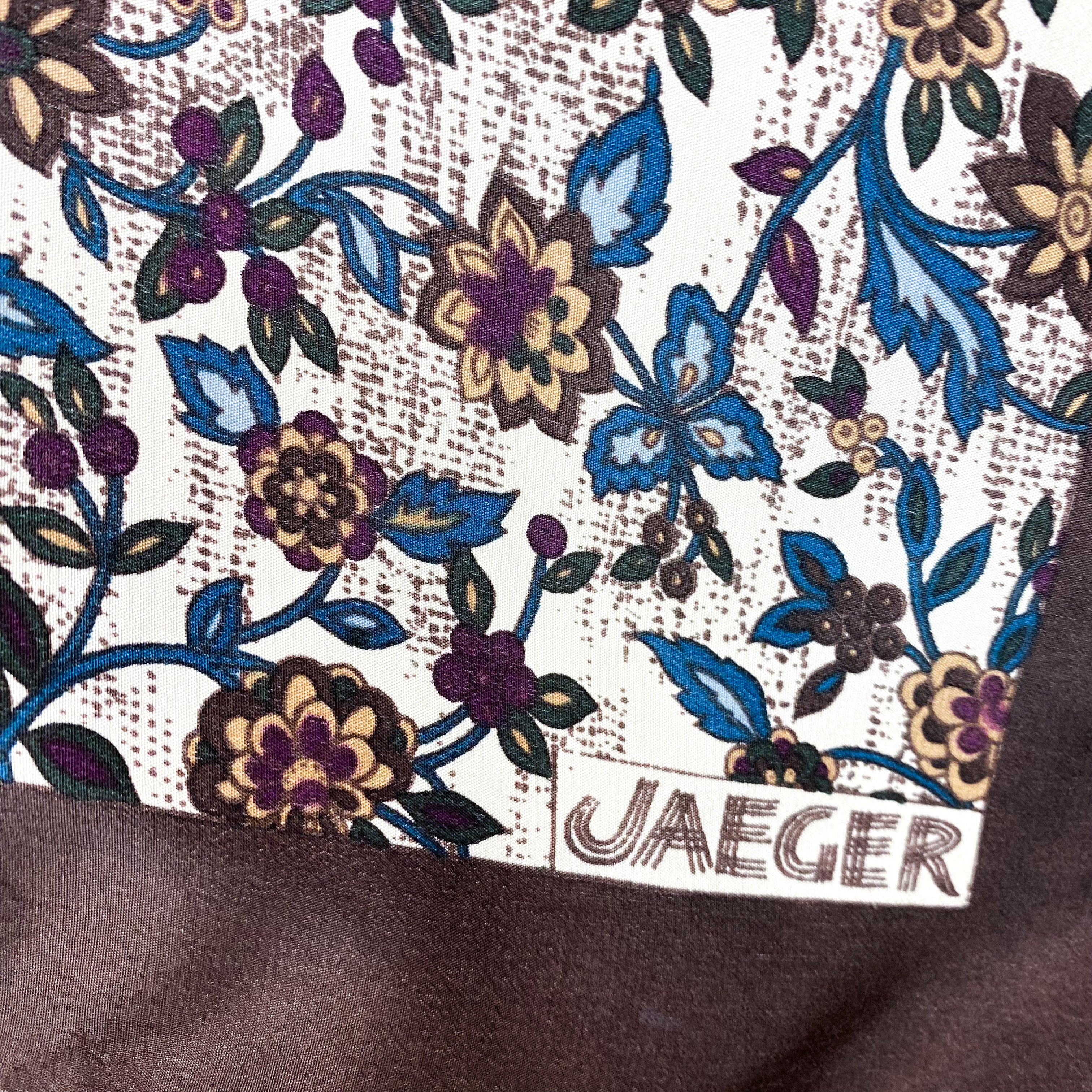 Vintage Floral Jaeger Silk Scarf