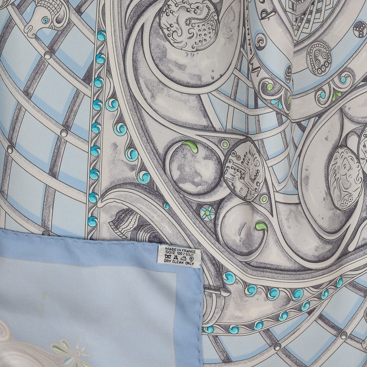 Hermès Monnaies et Symboles Parisii Vintage Silk Scarf