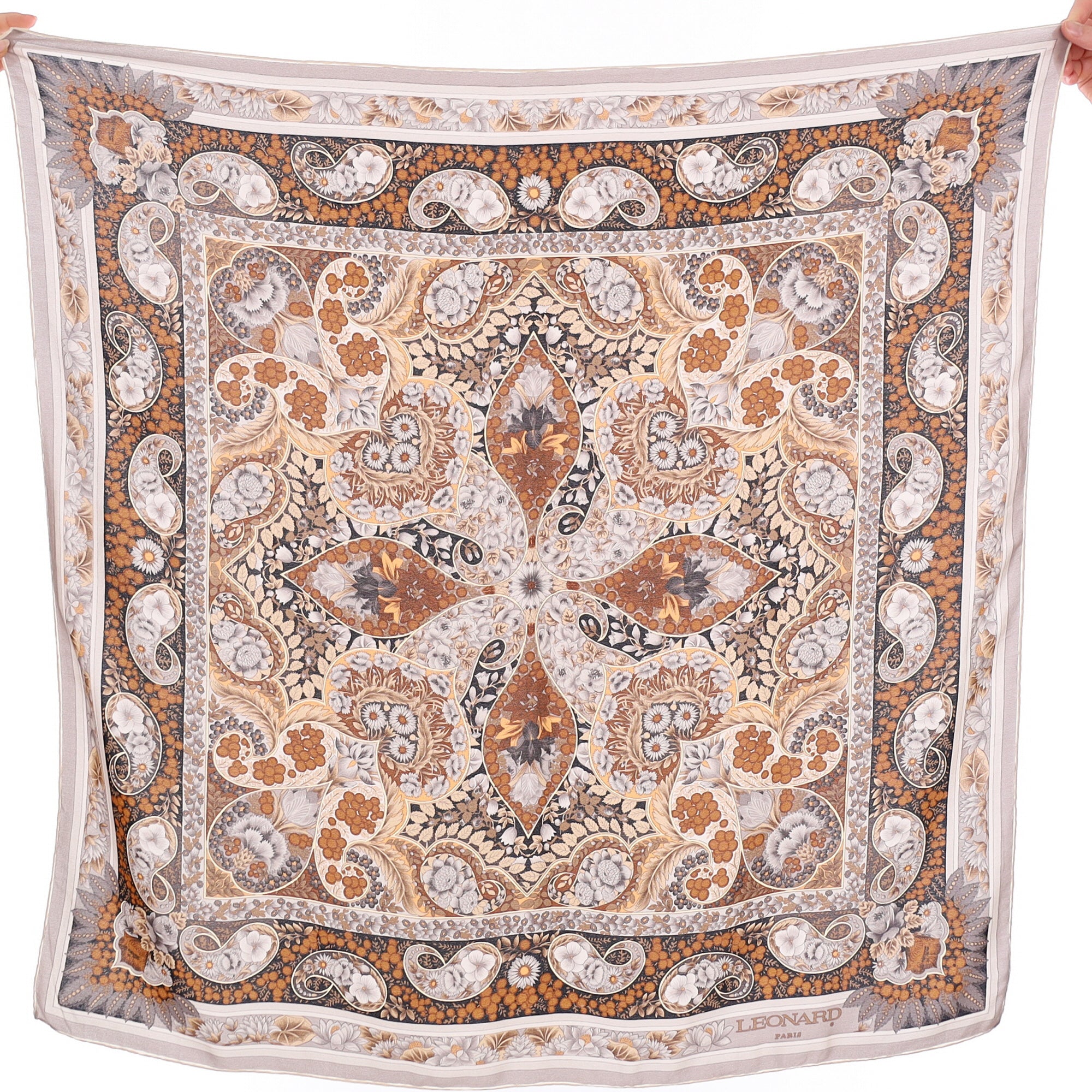 Pristine Leonard Paisley Leaf Silk Scarf