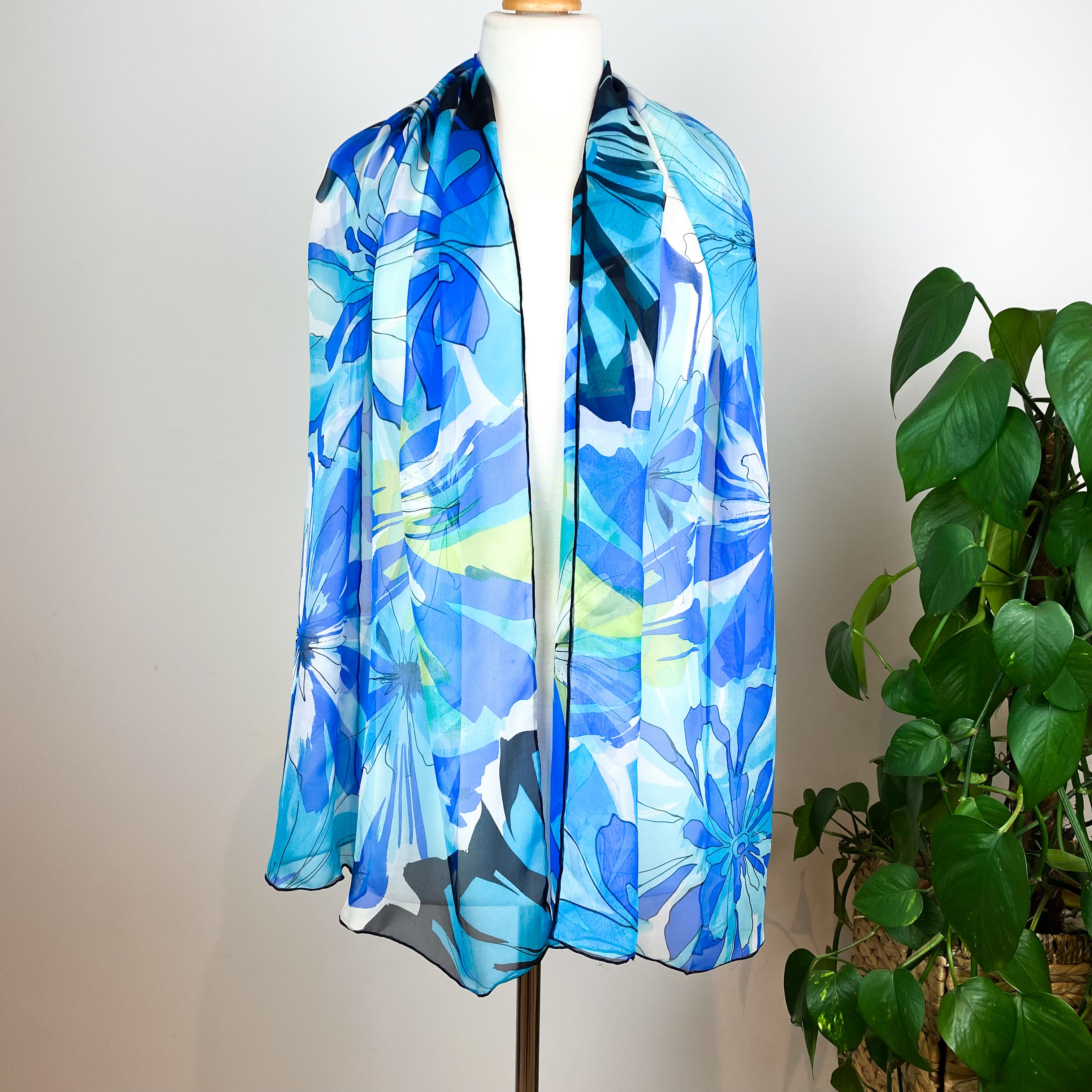 Mila Schön Abstract Floral Vintage Silk Scarf
