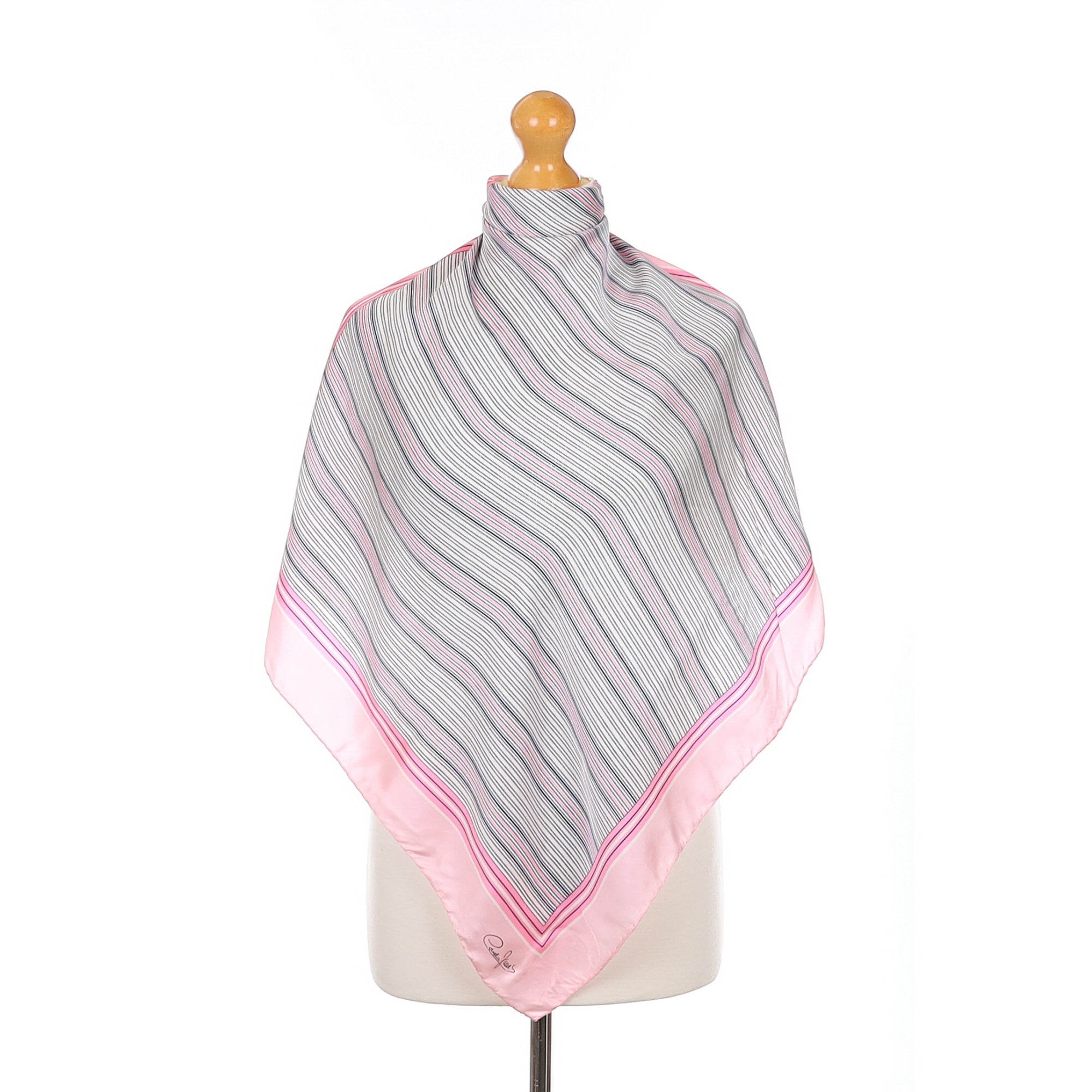 Cornelia James Pink Striped Vintage Silk Scarf