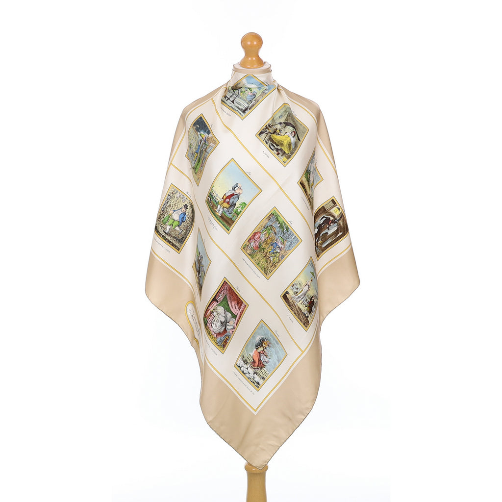 Brand New Burberry Weather Illustration Vintage Silk Scarf