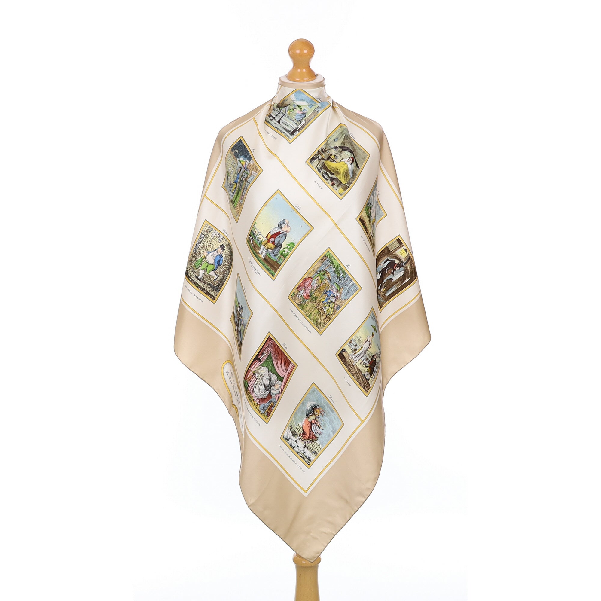 Brand New Burberry Weather Illustration Vintage Silk Scarf